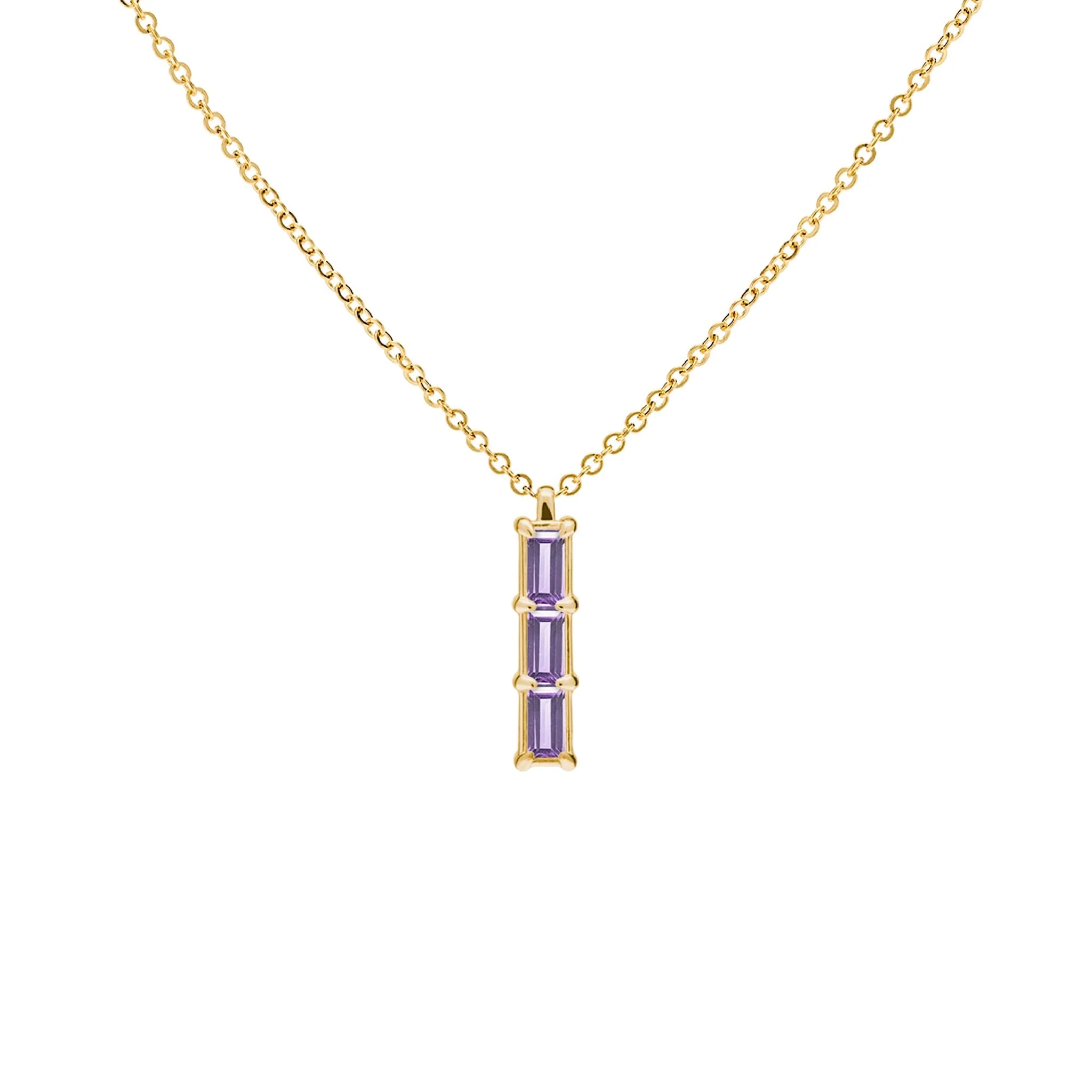 Providence 3 Amethyst Pendant in 14k Gold (February)