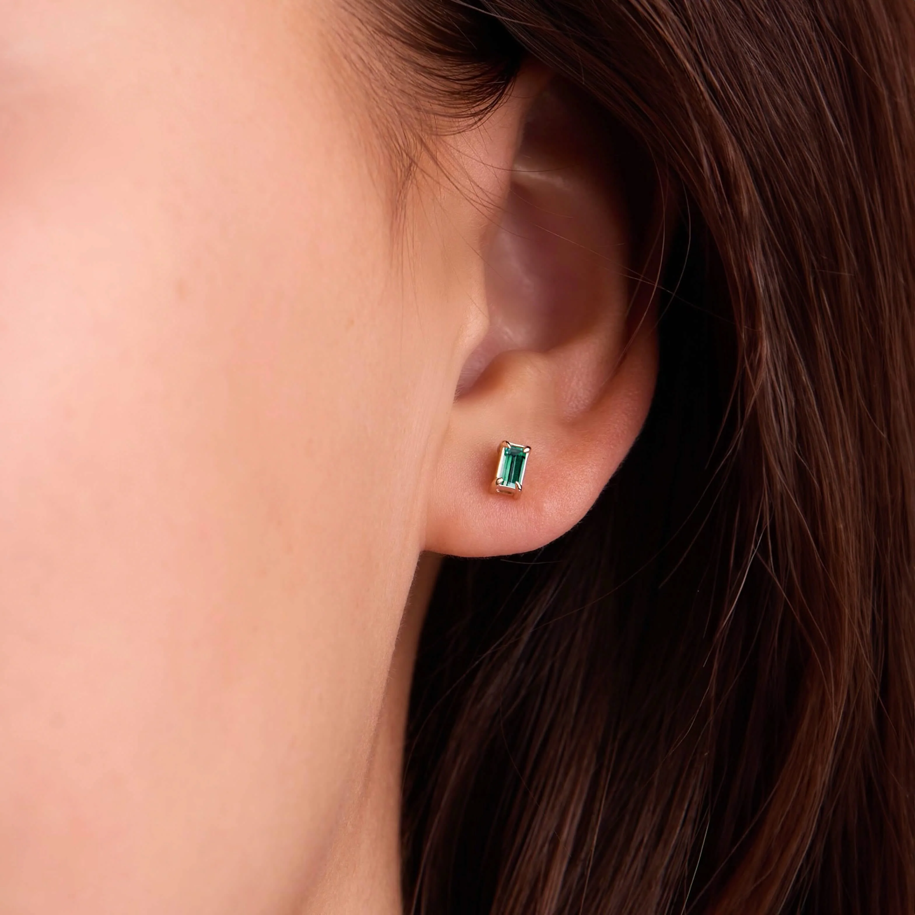Providence Emerald Stud Earrings in 14k Gold (May) - Image 3