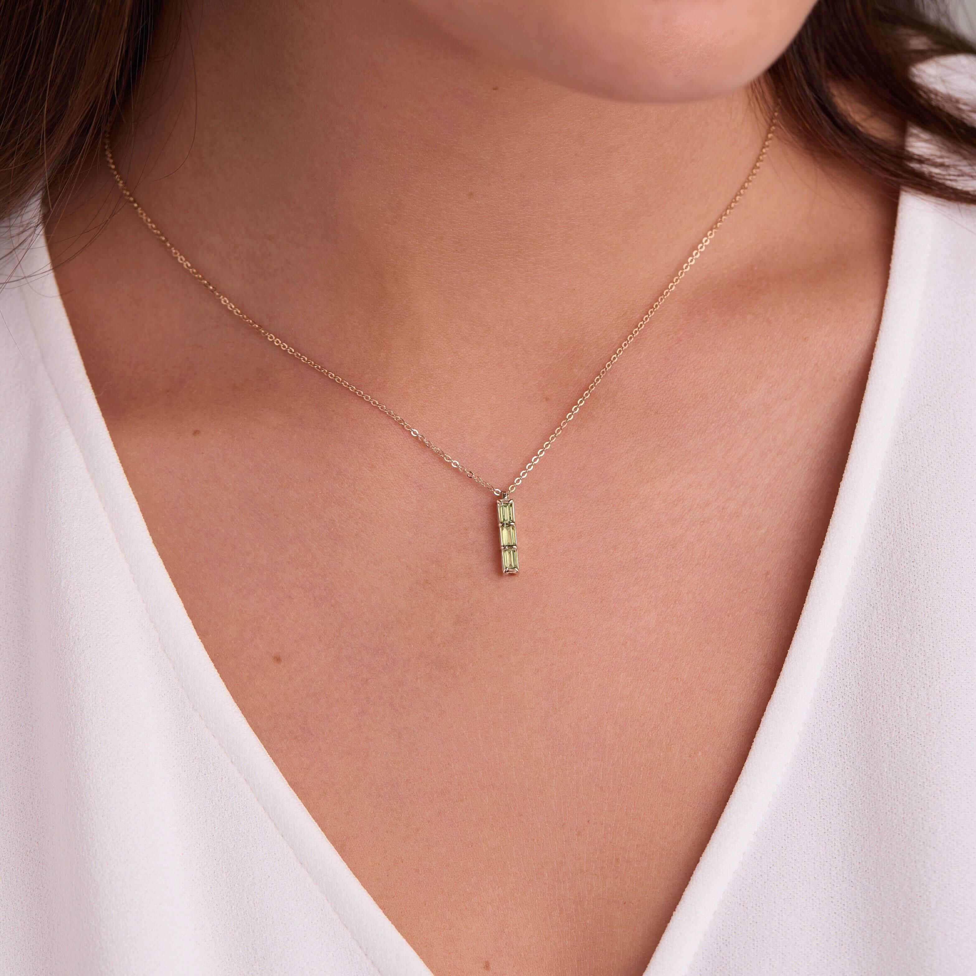 Providence 3 Peridot Pendant in 14k Gold (August) - Image 3