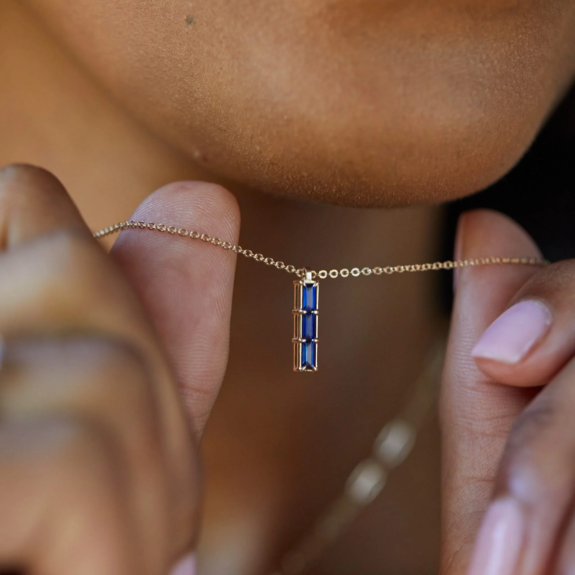 Providence 3 Sapphire Pendant in 14k Gold (September) - Image 10