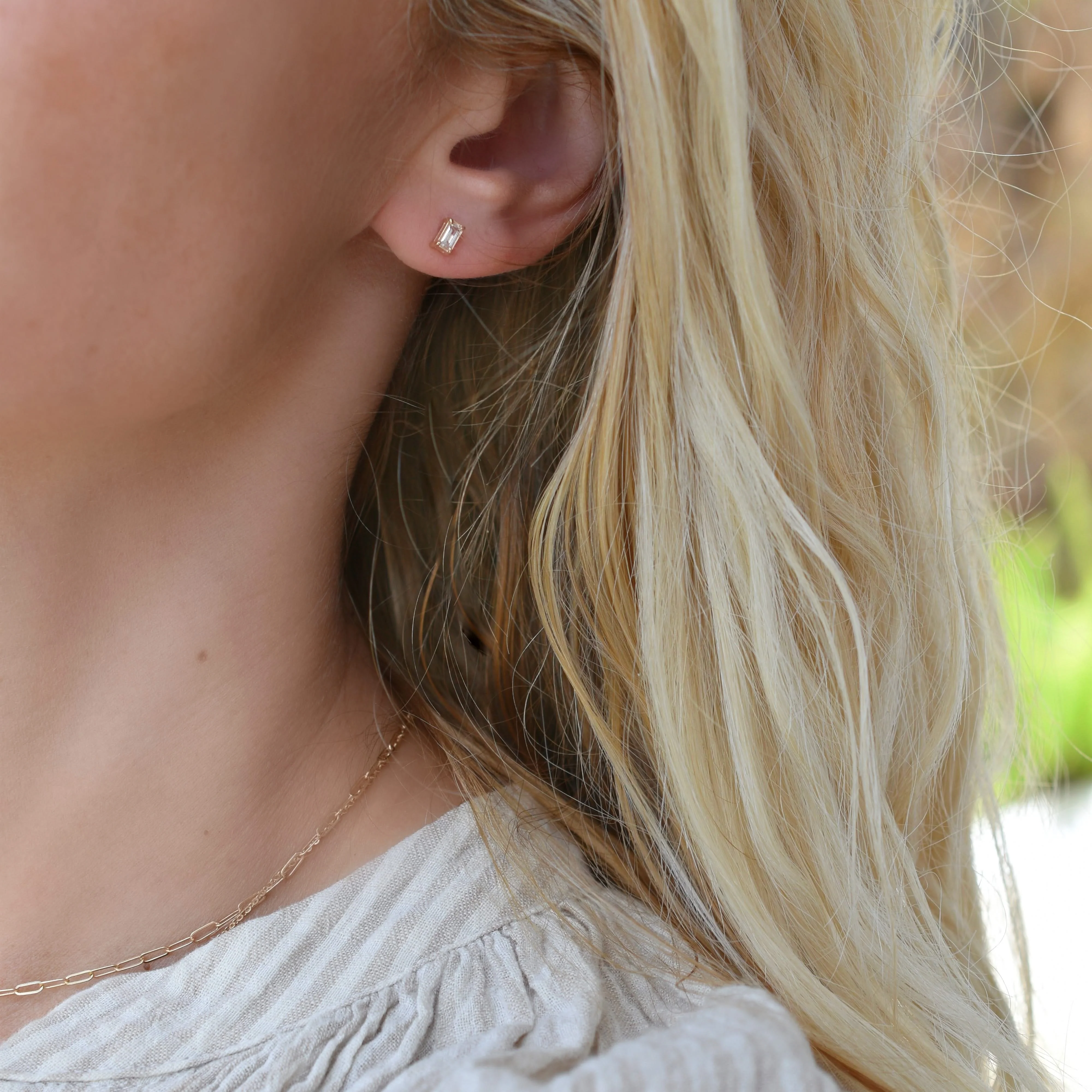 Providence 3 White Topaz Pendant and Stud Earrings Set in 14k Gold (April) - Image 10