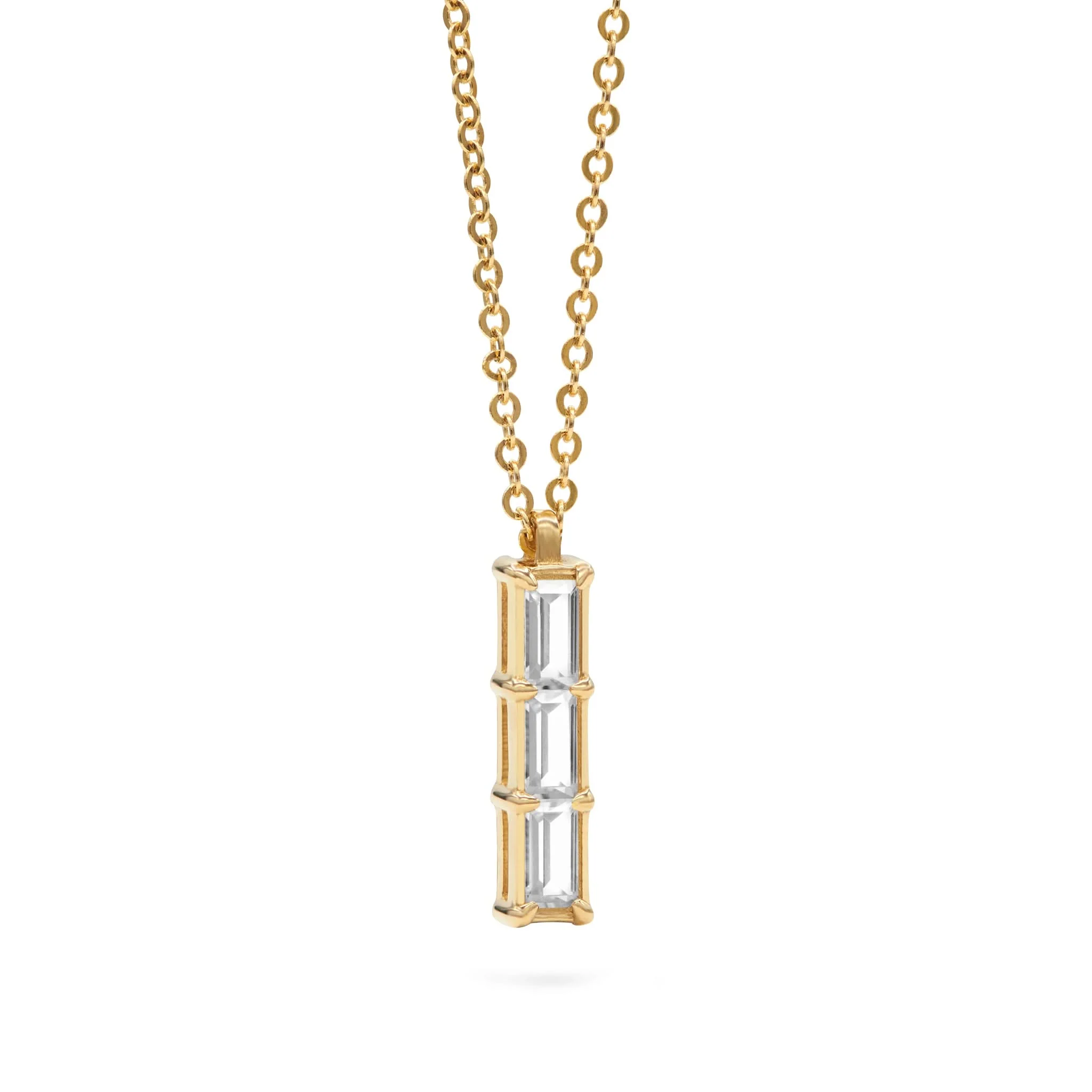 Providence 3 White Topaz Pendant in 14k Gold (April) - Image 5