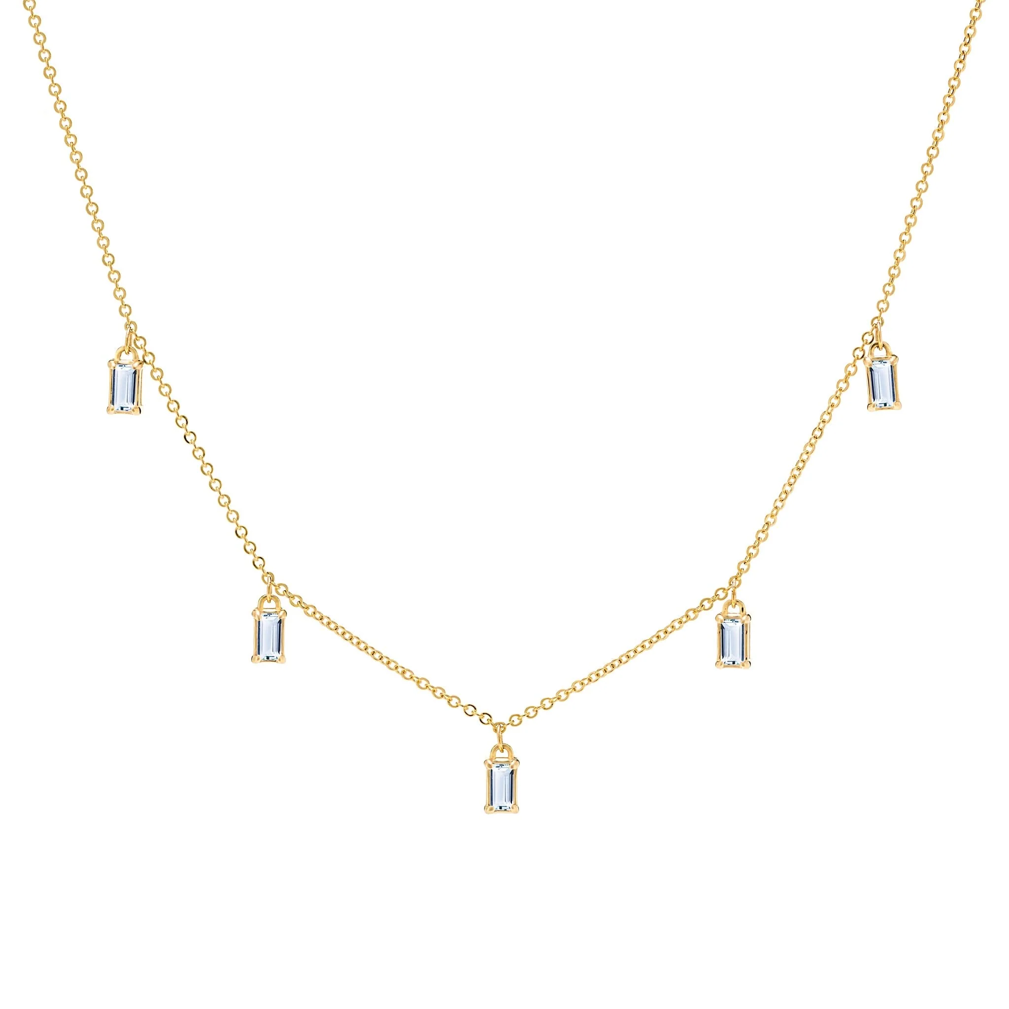 Providence 5 Aquamarine Drop Necklace in 14k Gold (March)