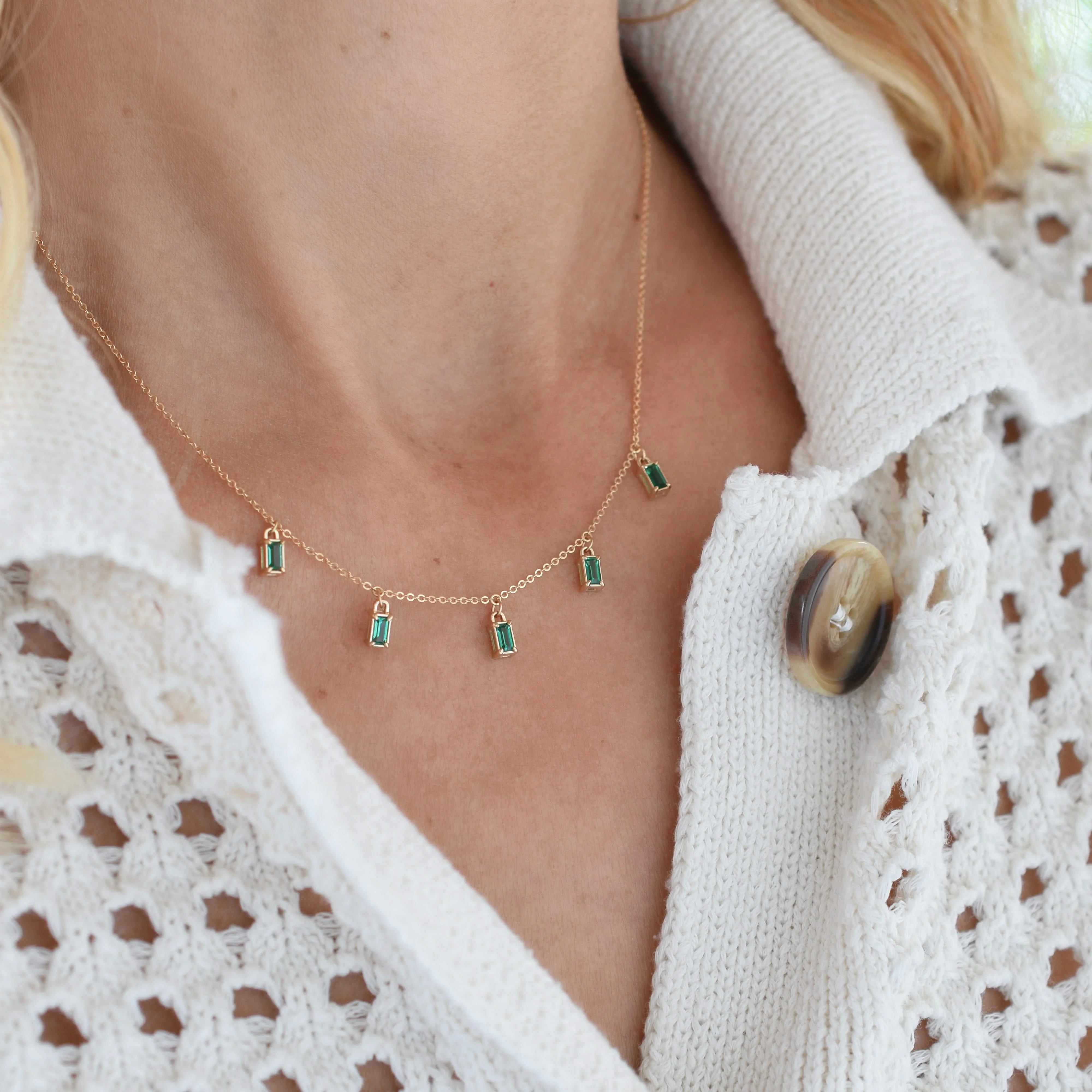 Providence 5 Emerald Drop Necklace in 14k Gold (May) - Image 2