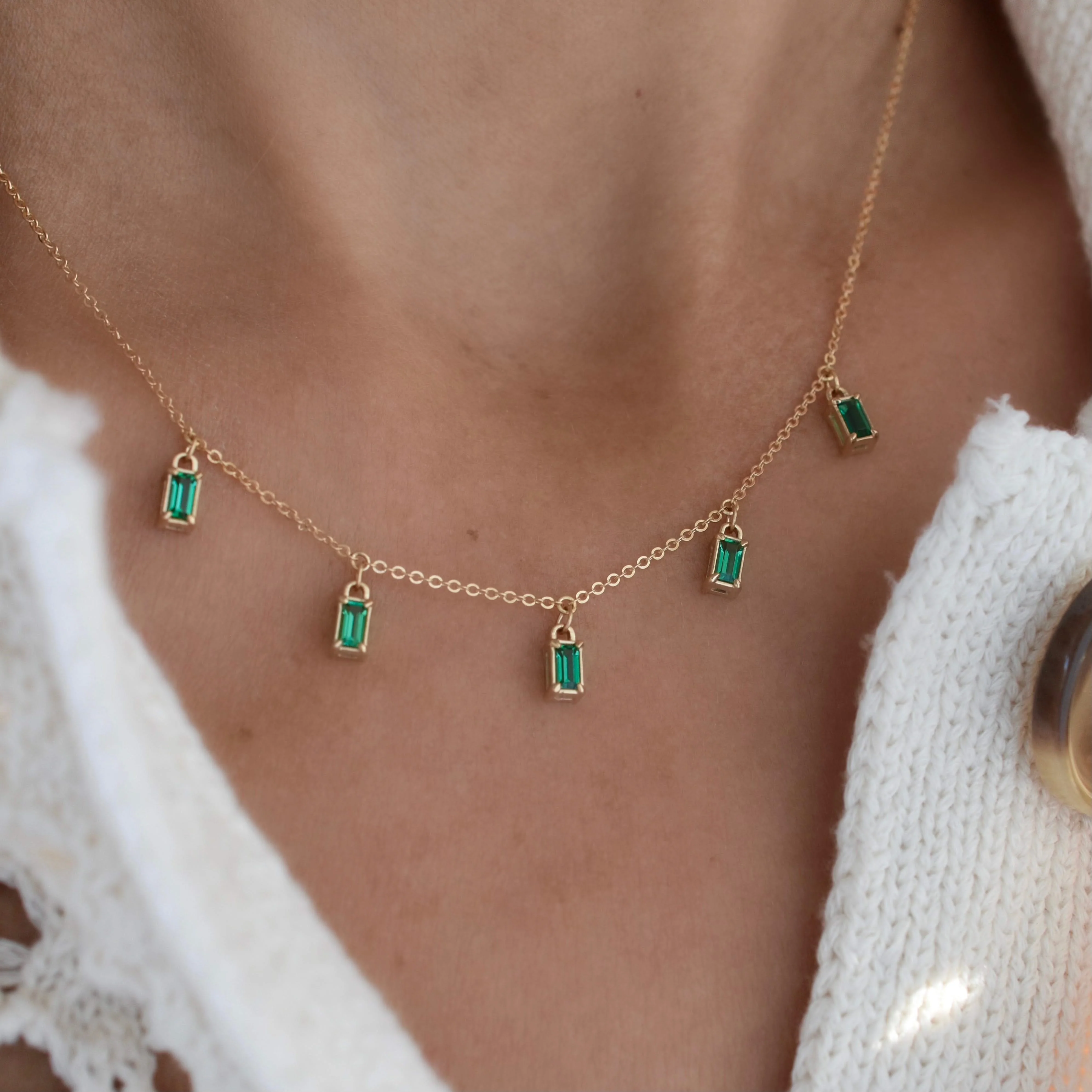 Providence 5 Emerald Drop Necklace in 14k Gold (May) - Image 3