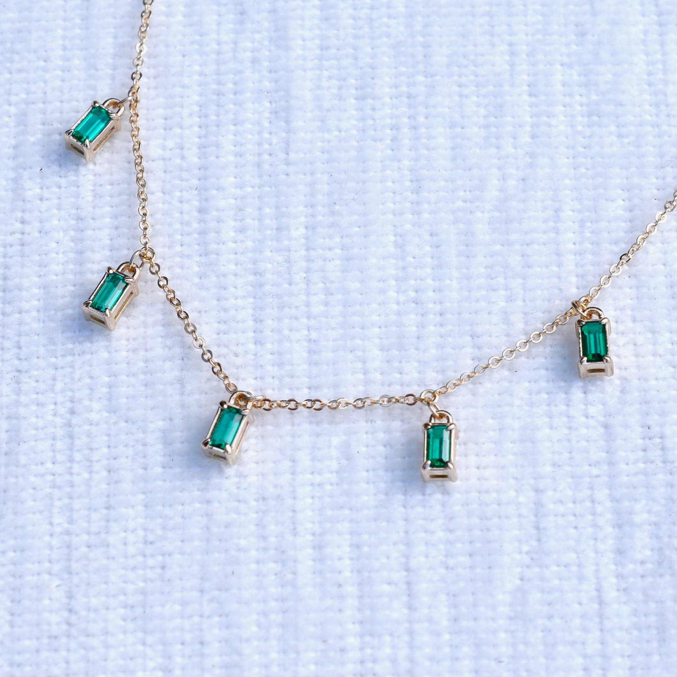 Providence 5 Emerald Drop Necklace in 14k Gold (May) - Image 7