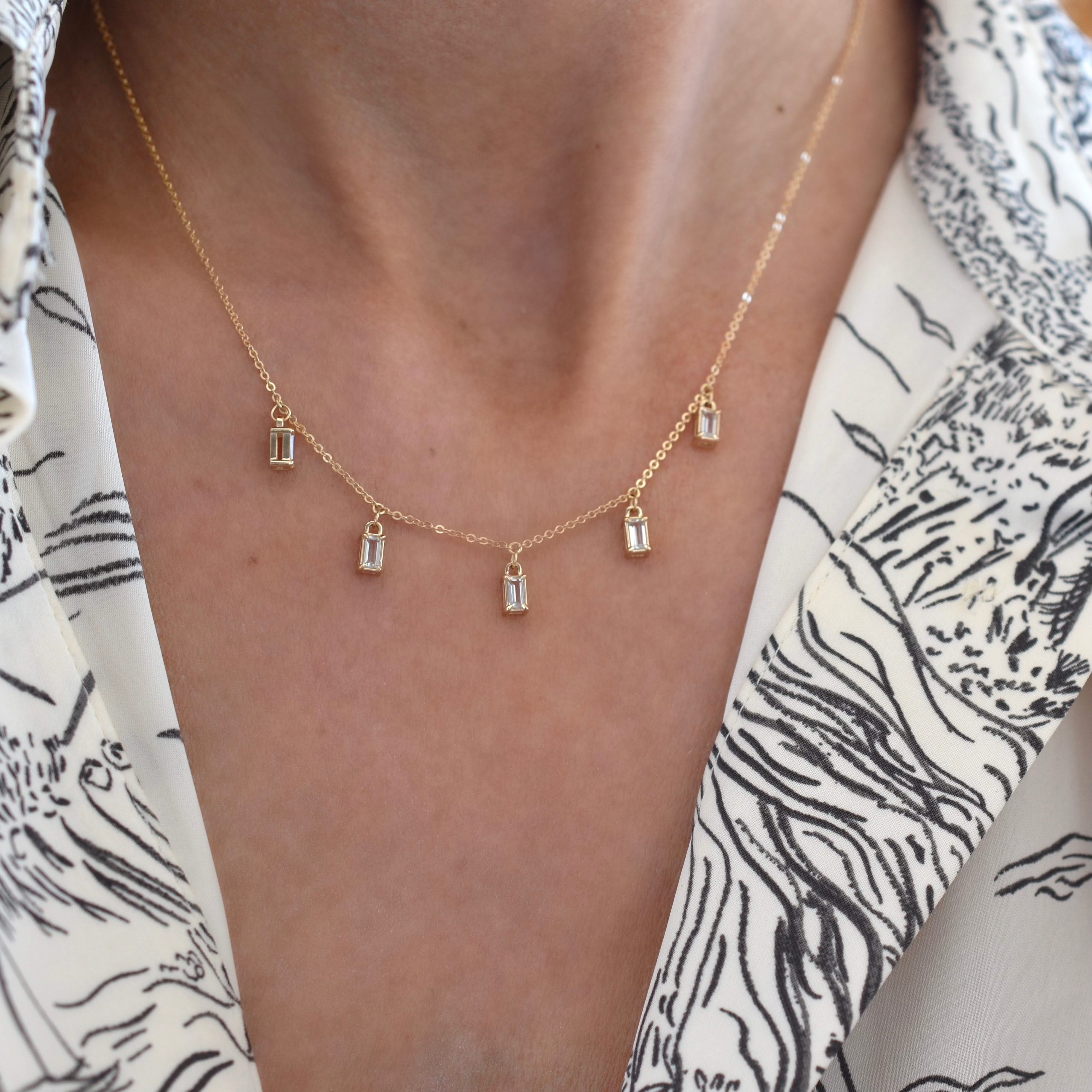 Providence 5 White Topaz Drop Necklace in 14k Gold (April) - Image 3