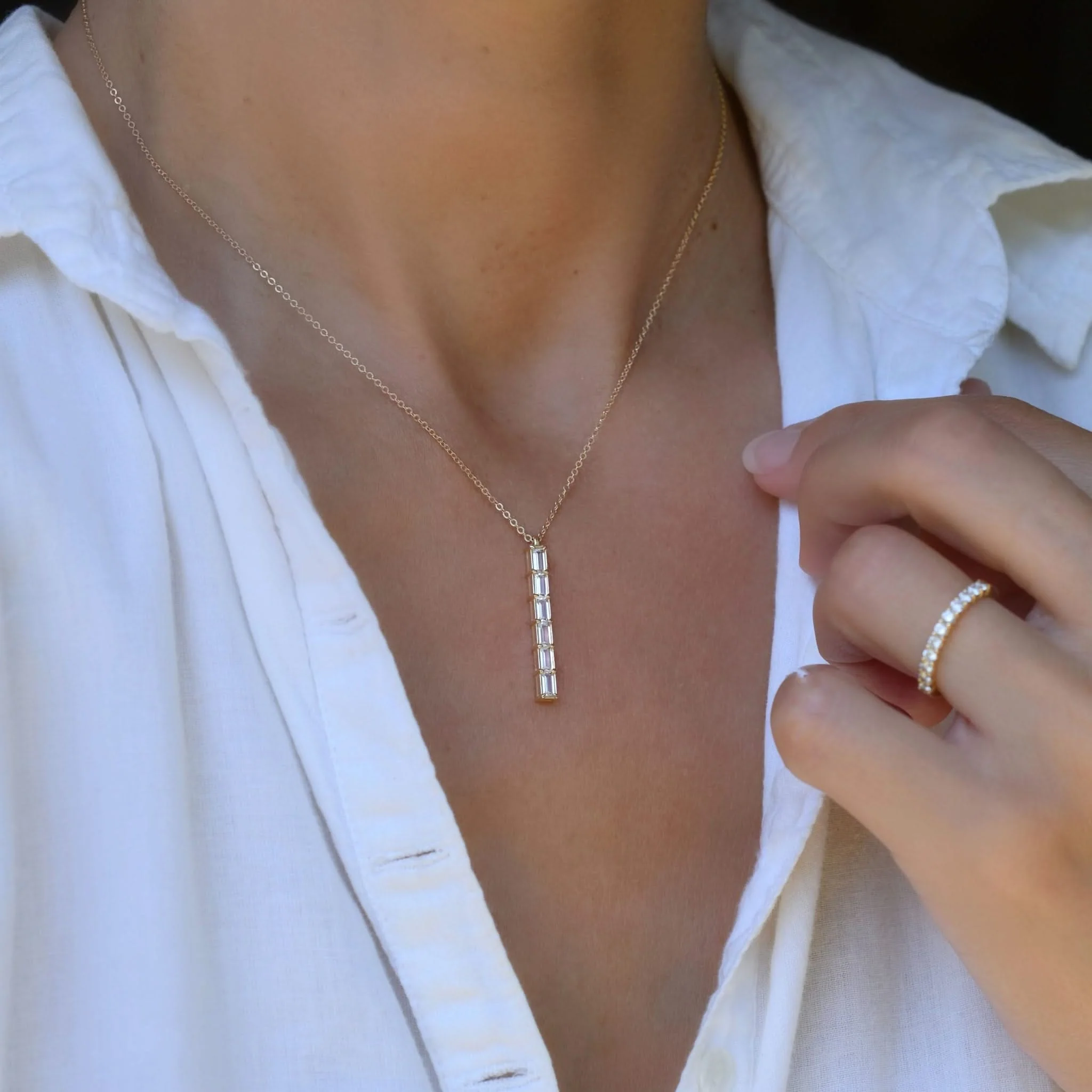 Providence 6 White Topaz Pendant in 14k Gold (April) - Image 10