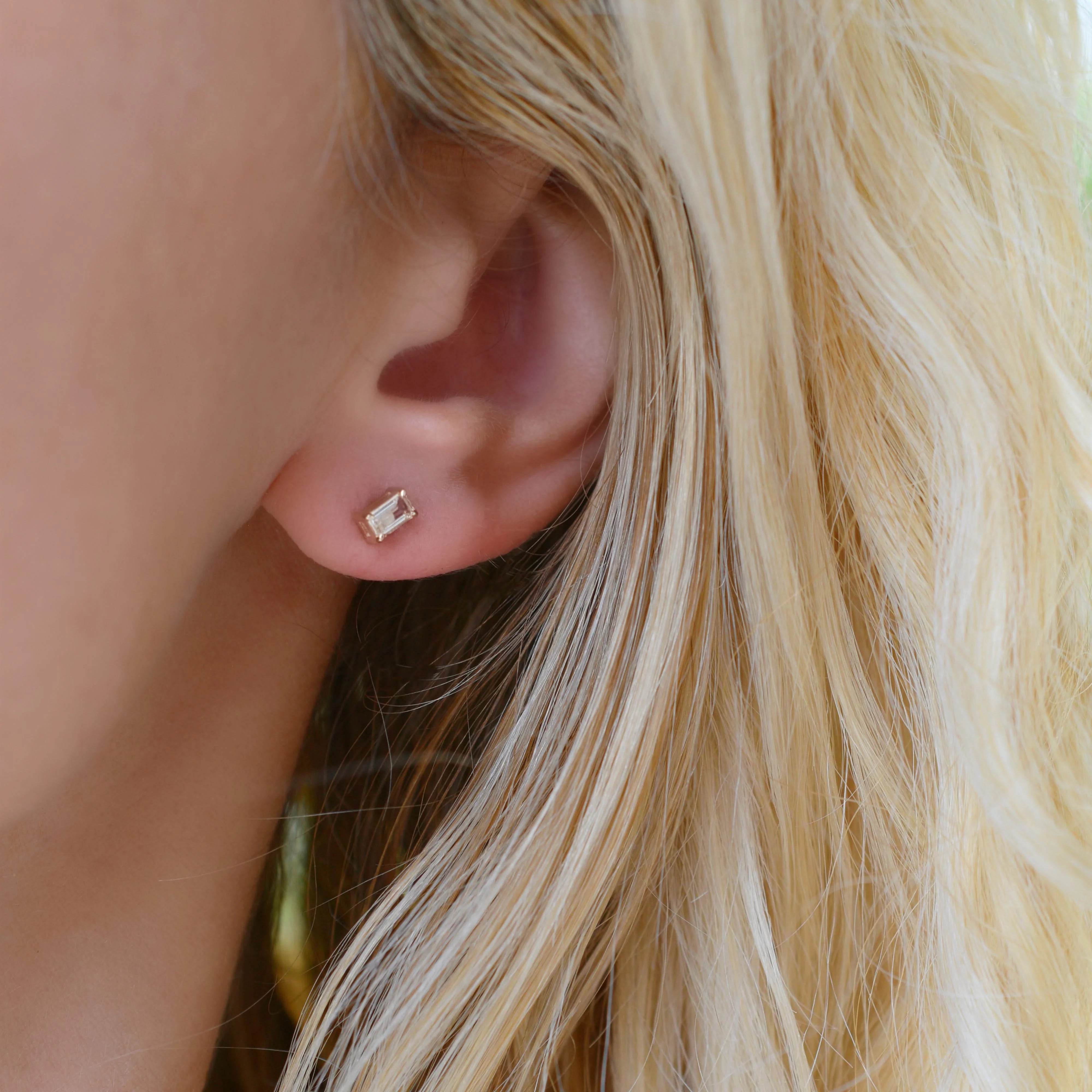 Providence Aquamarine Stud Earrings in 14k Gold (March) - Image 6