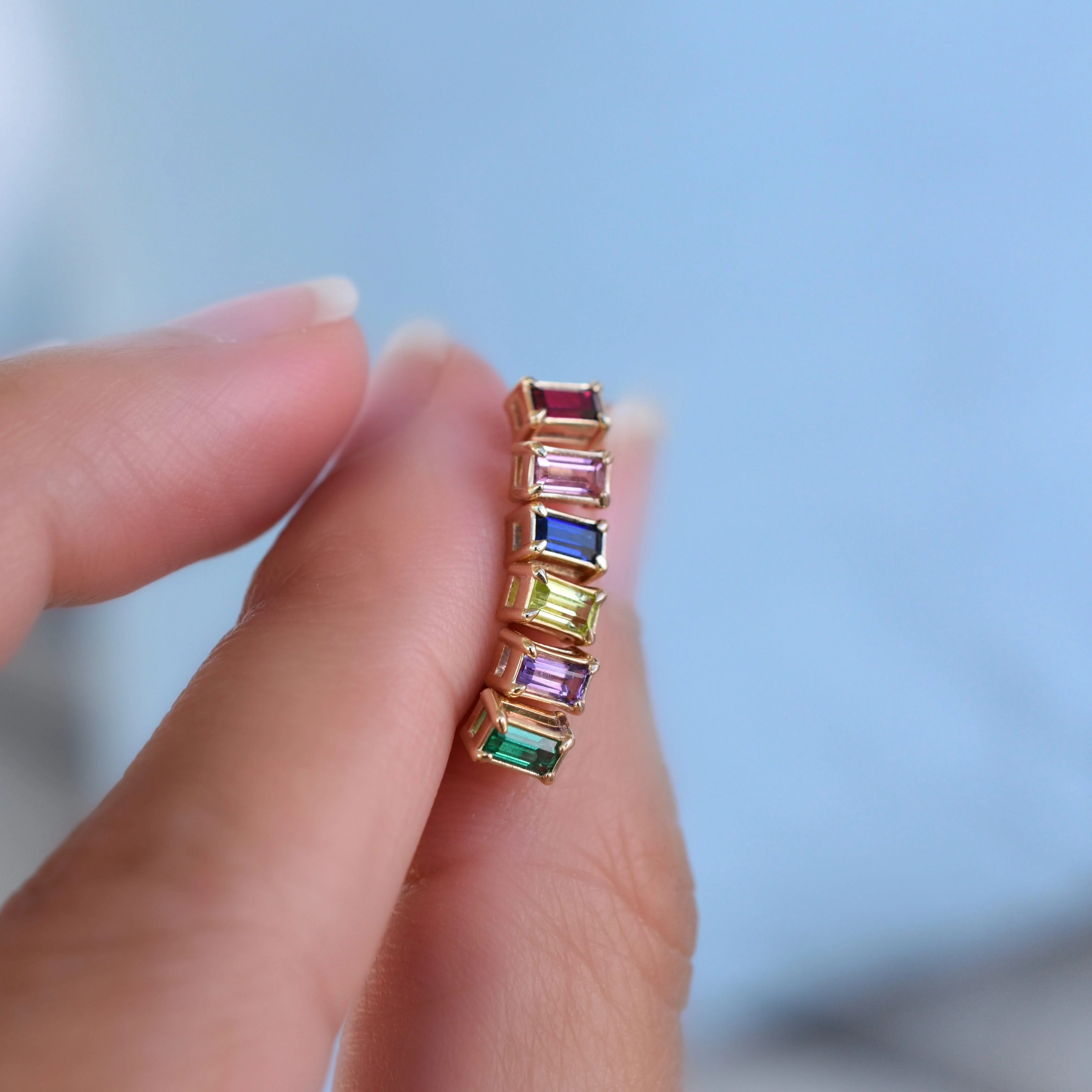 Providence Sapphire Stud Earrings in 14k Gold (September) - Image 9
