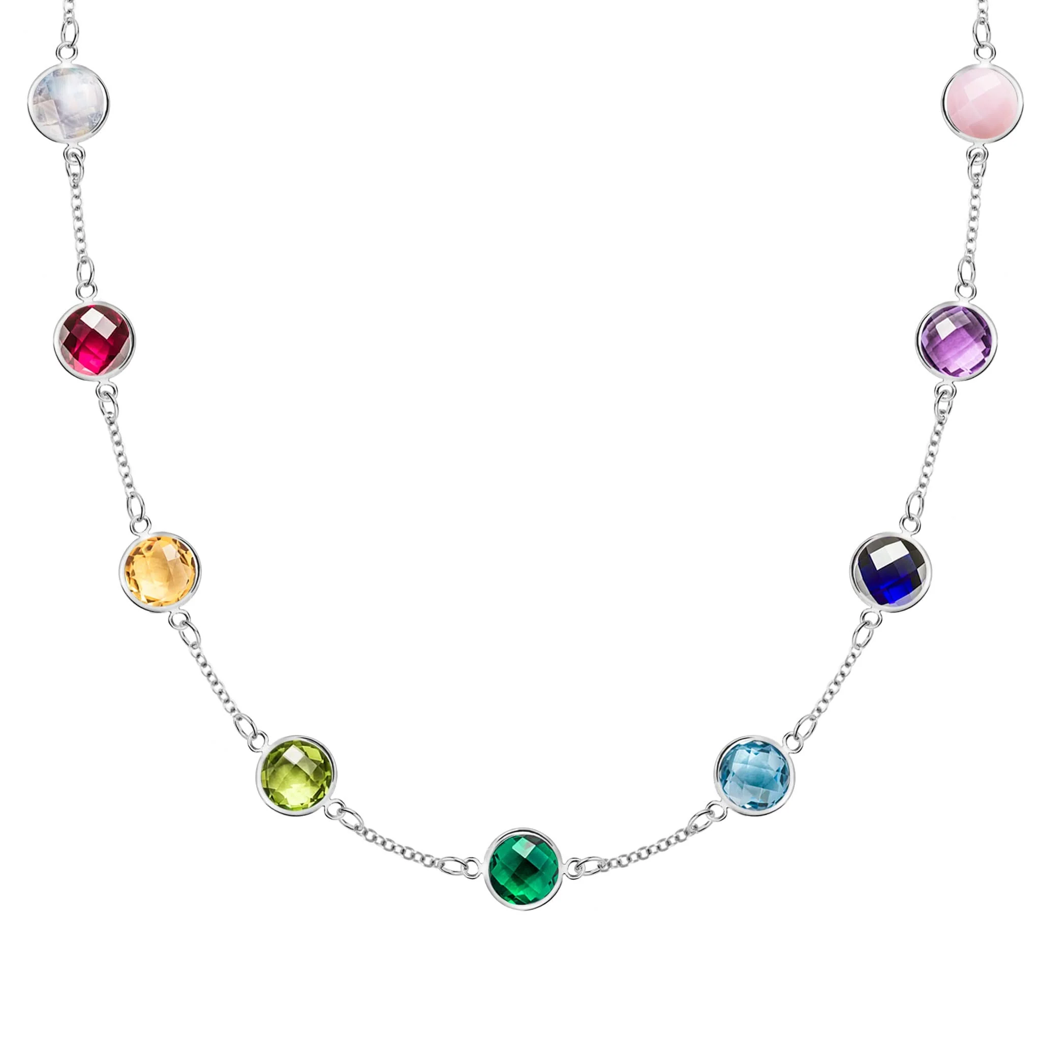 Rainbow Grand 9 Stone Necklace in 14k Gold - Image 6