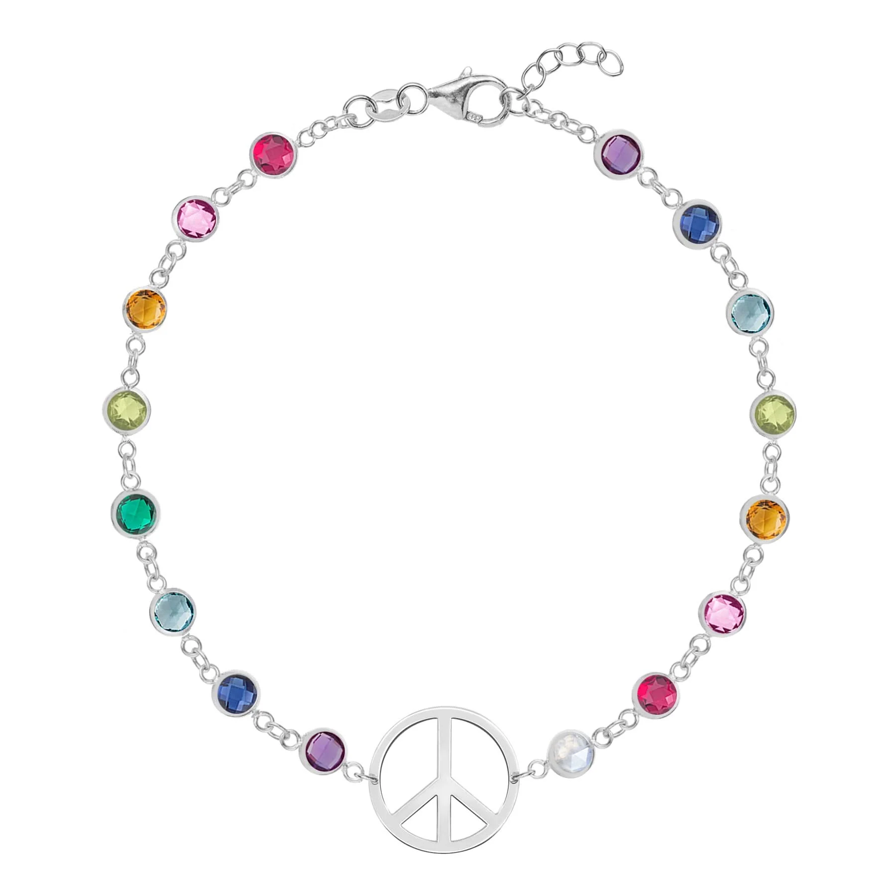Rainbow Large Peace Sign Newport Bracelet in 14k Gold - Image 4