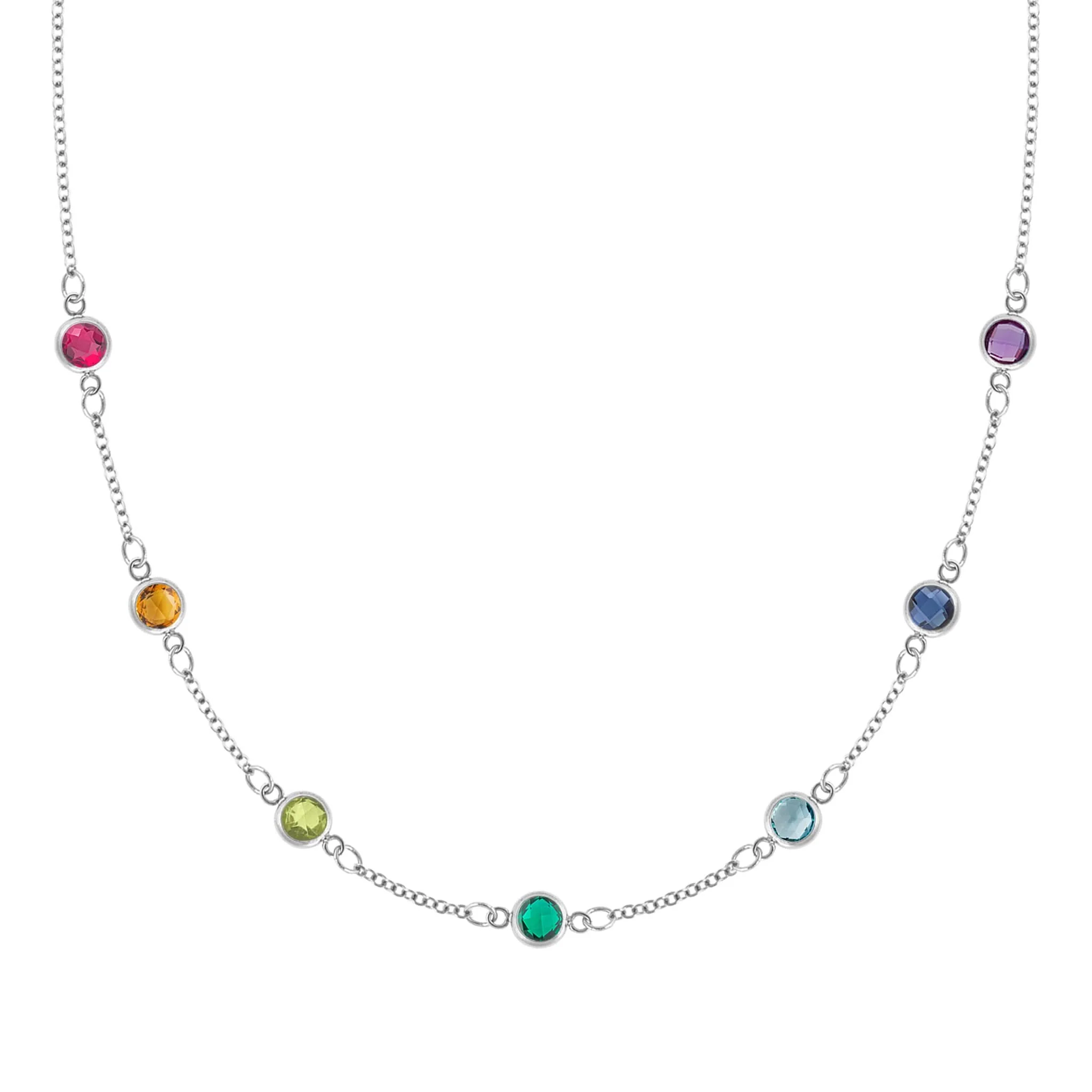 Rainbow 7 Stone Necklace in 14k Gold - Image 6