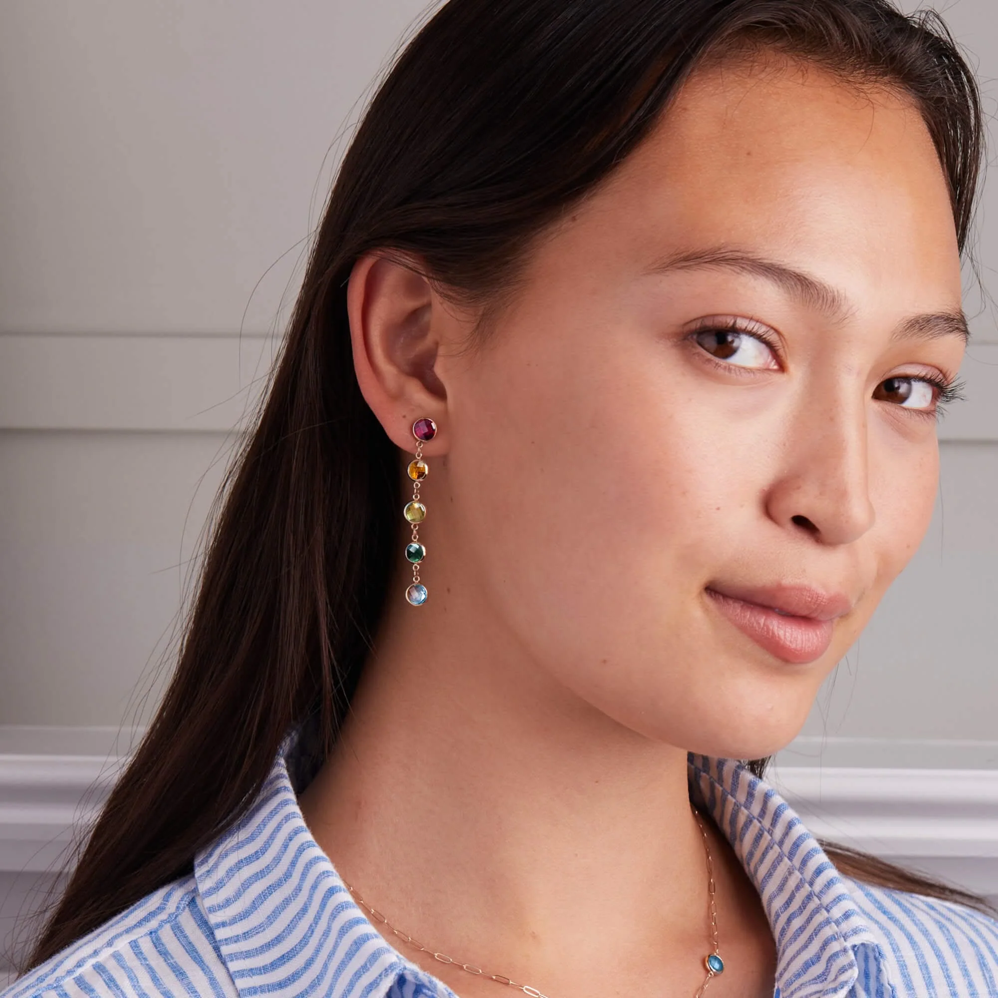 Rainbow Newport Grand Earrings in 14k Gold - Image 2