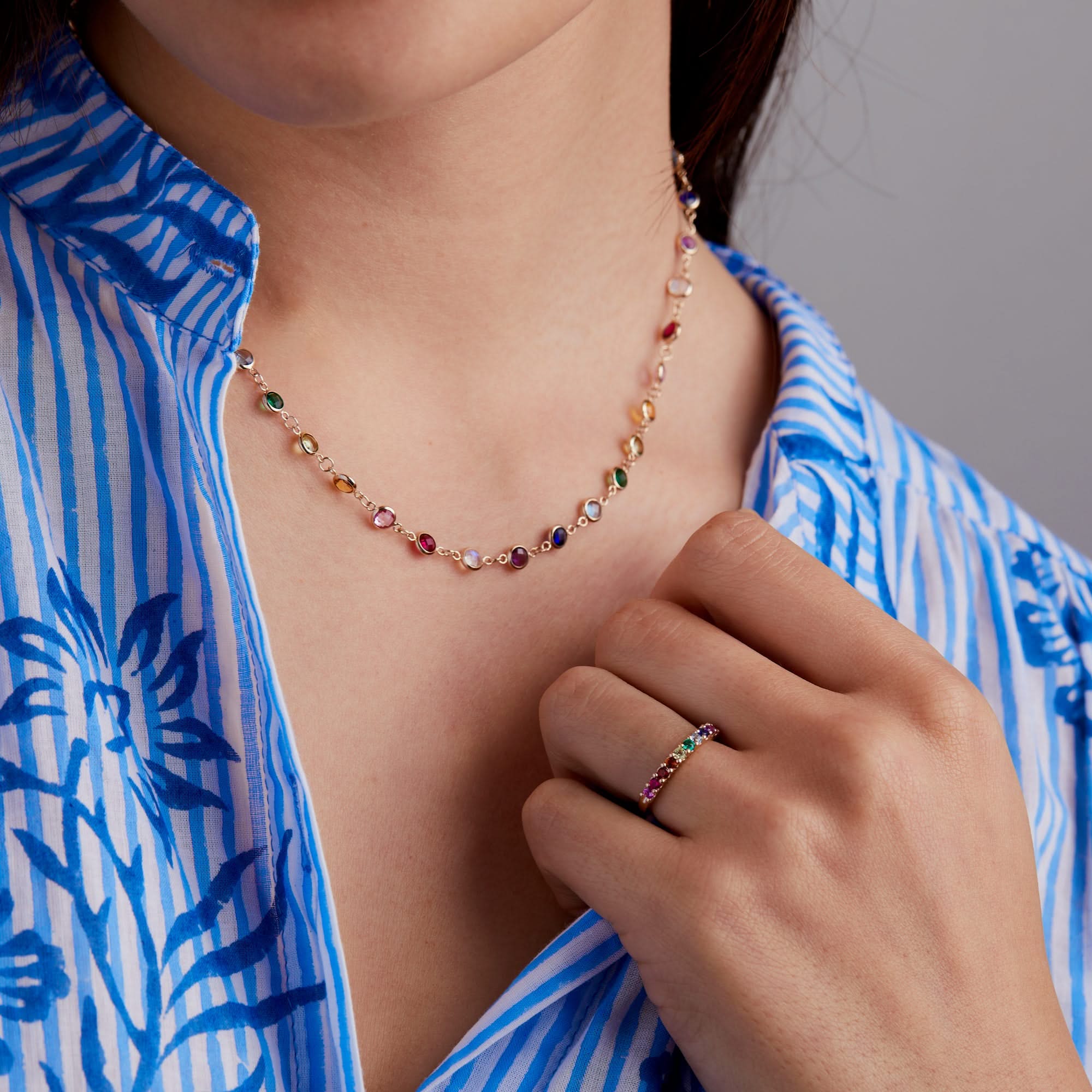 Rainbow Newport Necklace in 14k Gold - Image 10