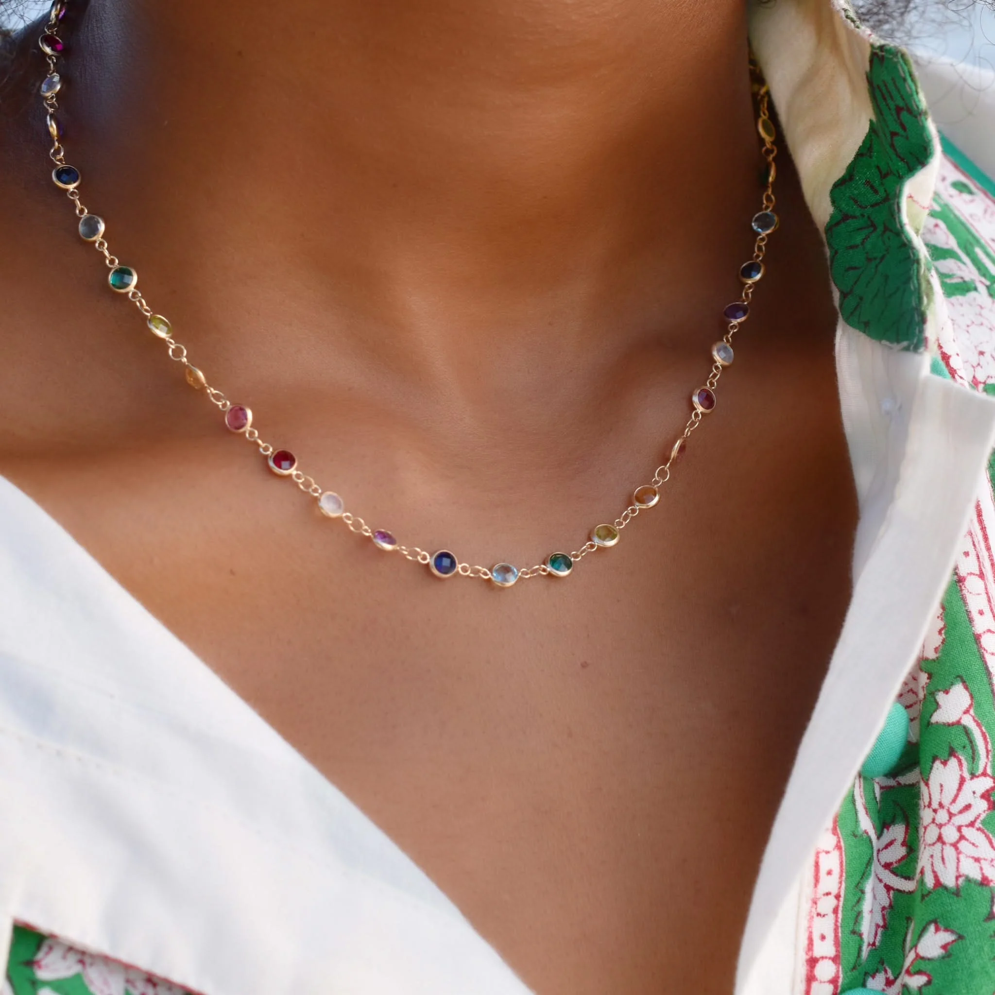 Rainbow Newport Necklace in 14k Gold - Image 9