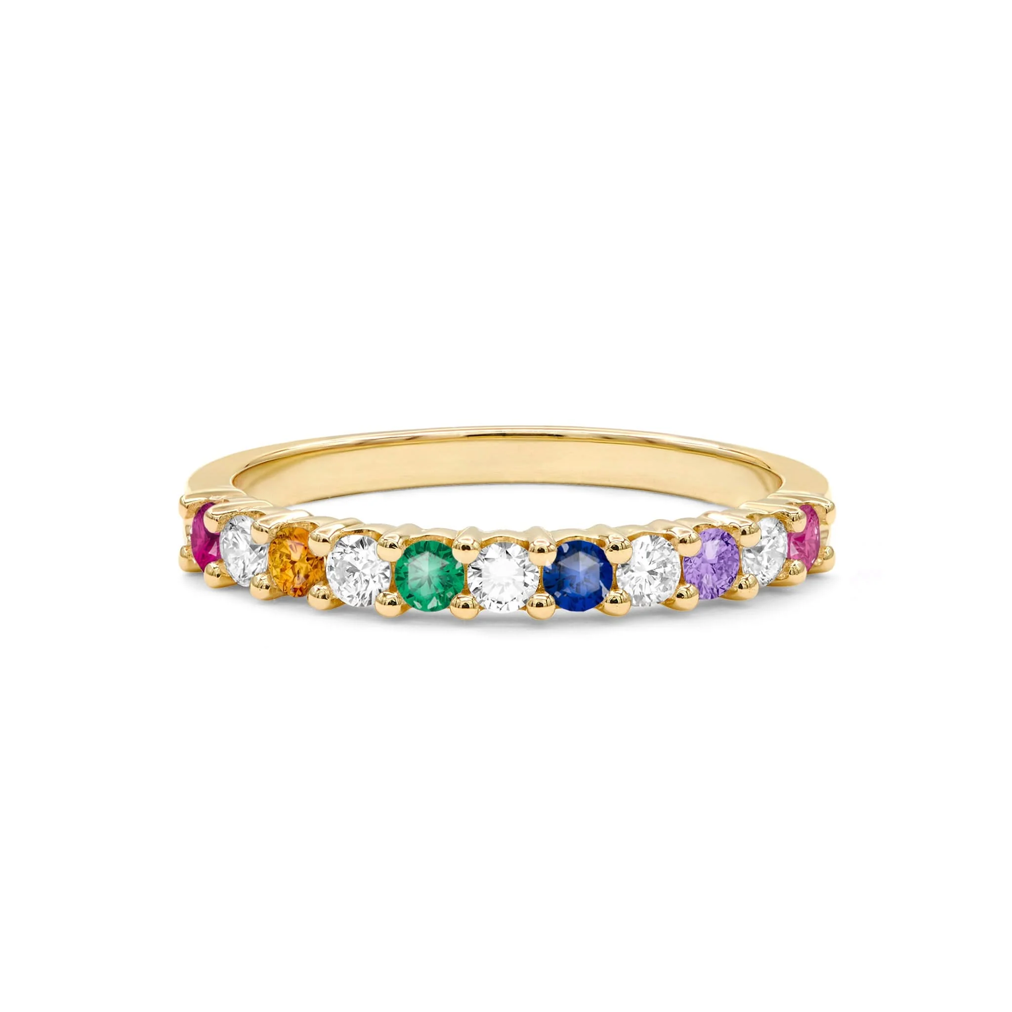 Rainbow Rosecliff Stackable Ring with Diamonds in 14k Gold - Image 5