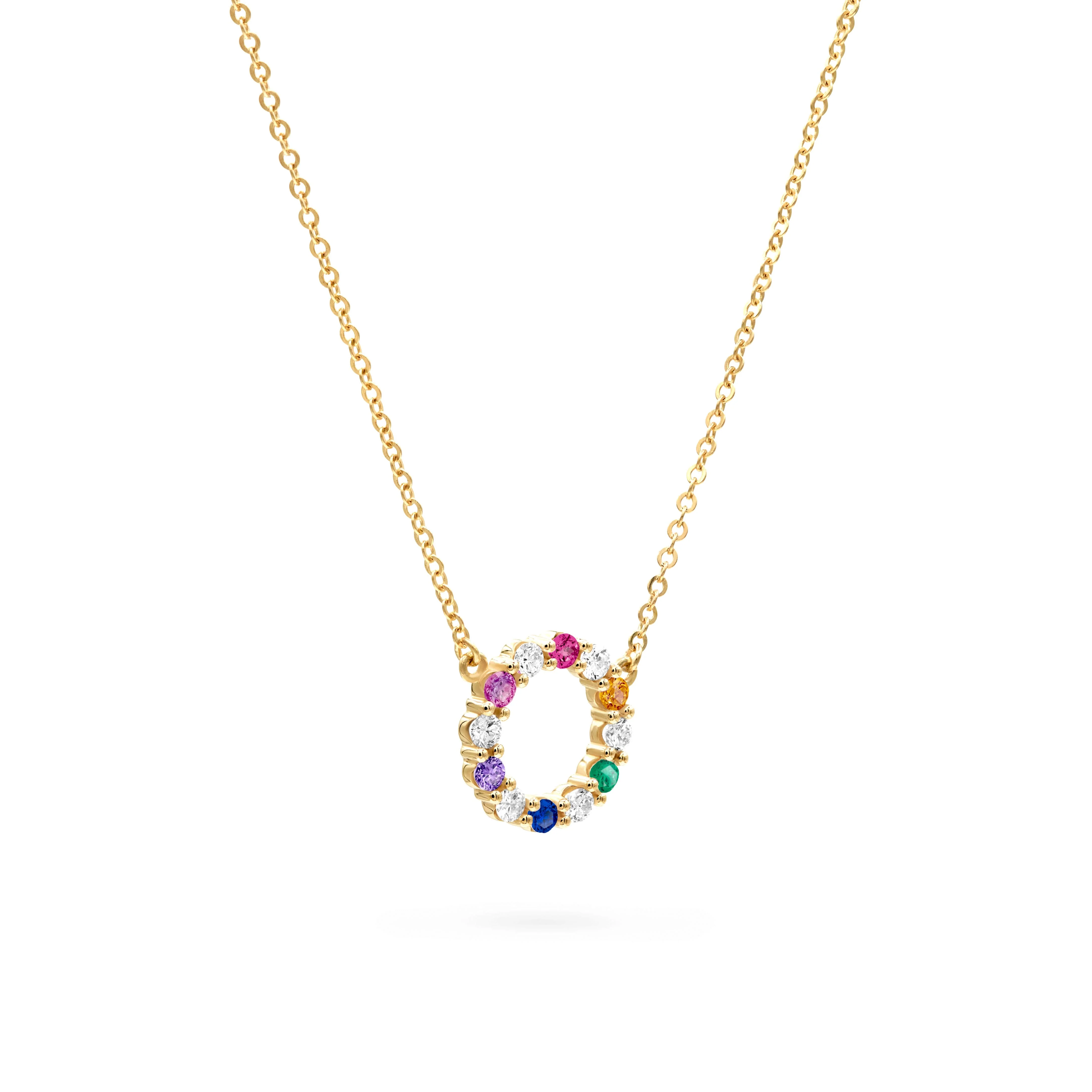 Rainbow Rosecliff Small Circle Necklace with Diamonds in 14k Gold - Image 4