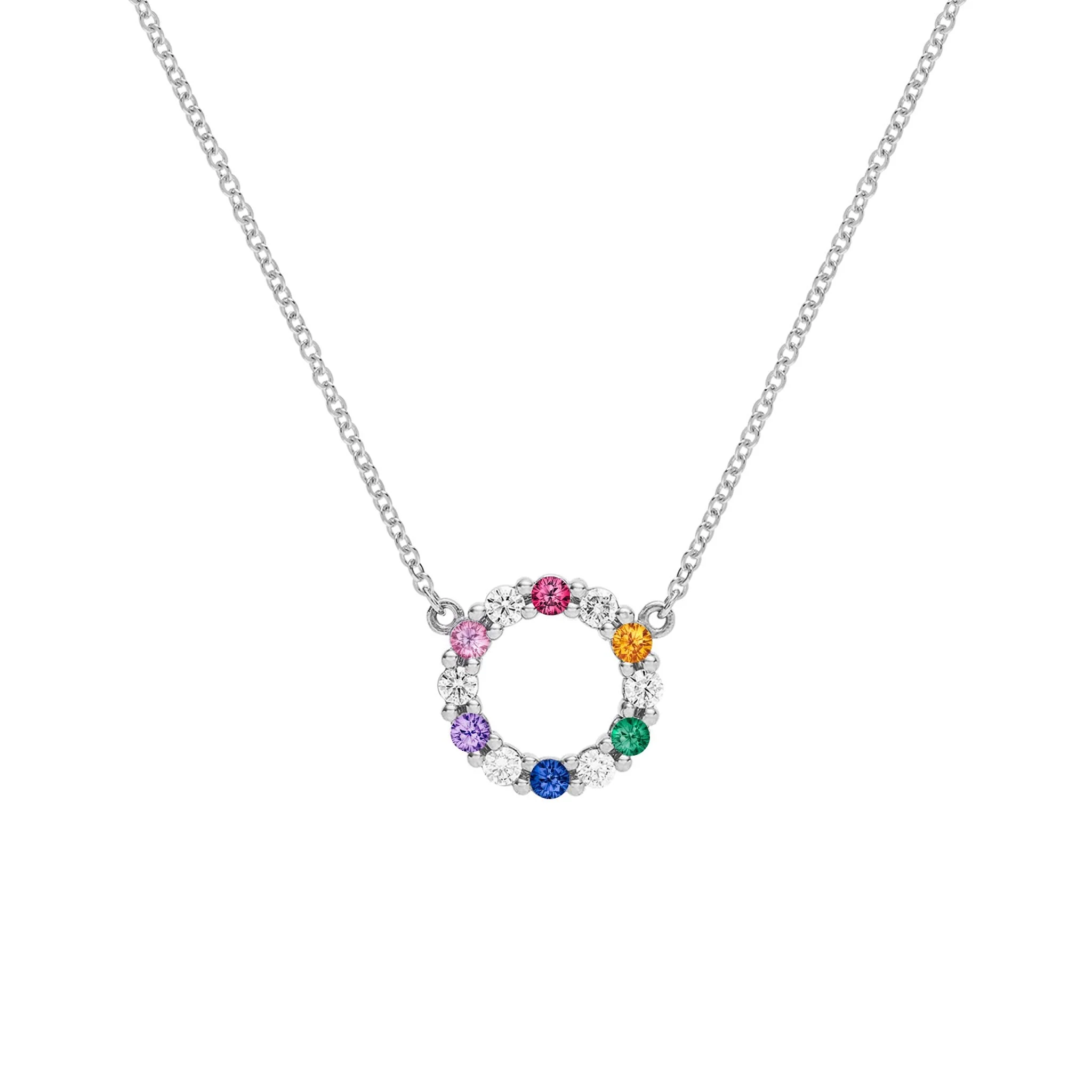 Rainbow Rosecliff Small Circle Necklace with Diamonds in 14k Gold - Image 9