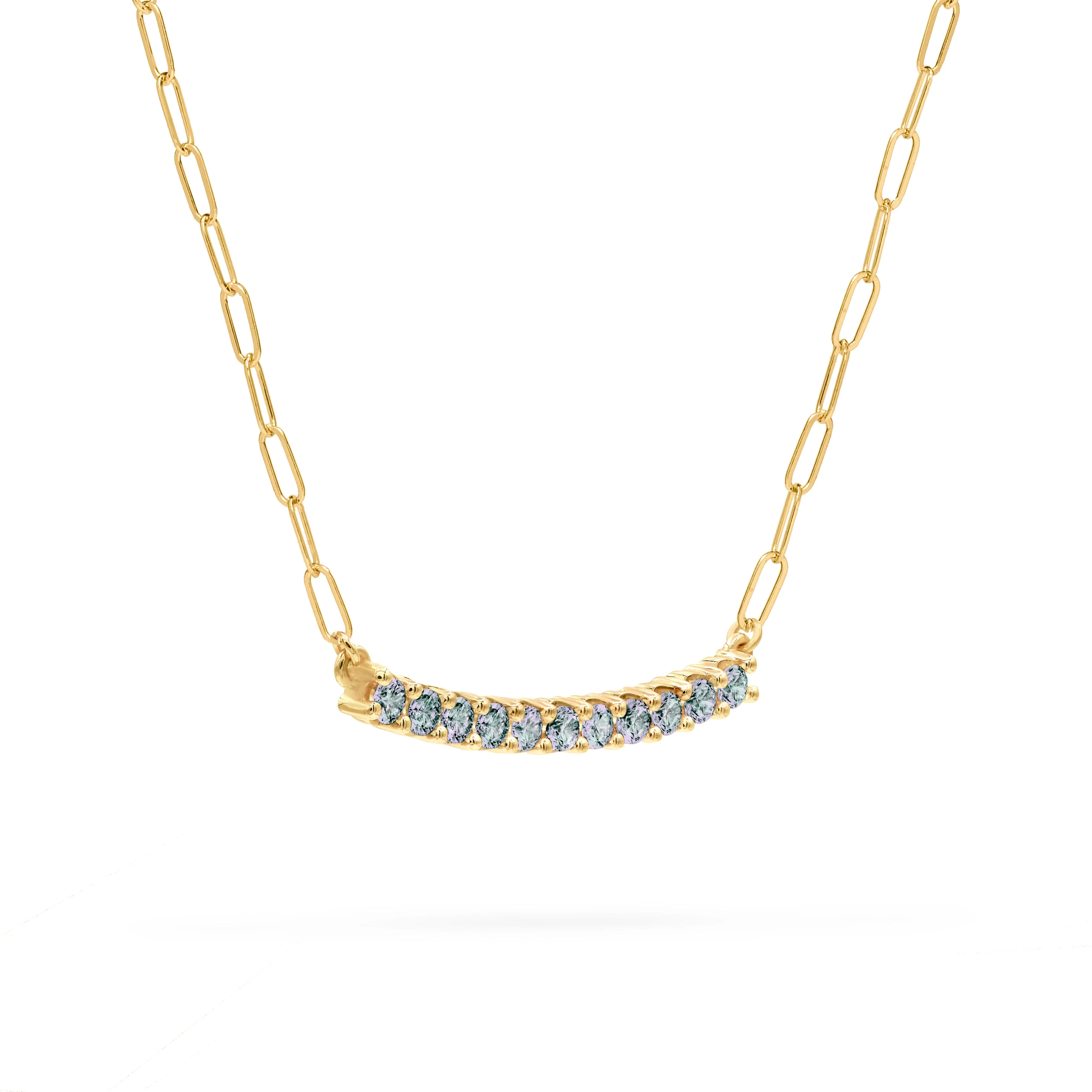 Rosecliff Alexandrite Bar Adelaide Mini Necklace in 14k Gold (June) - Image 4