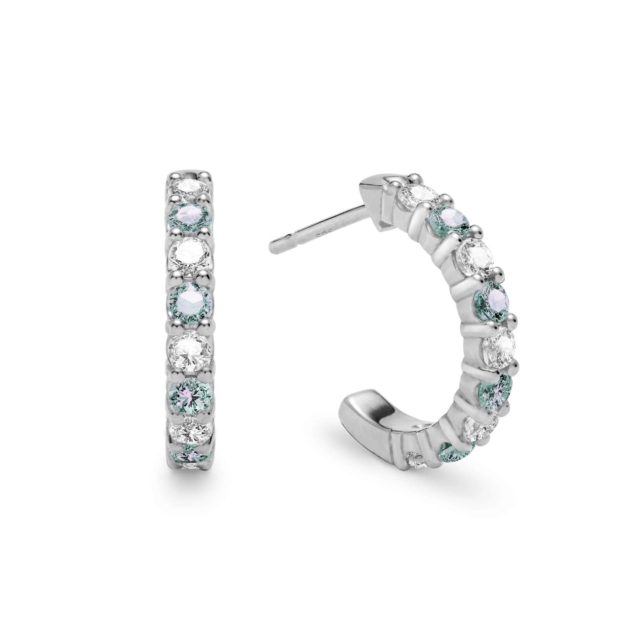 Rosecliff Diamond & Alexandrite Huggie Hoop Earrings in 14k Gold (June) - Image 5