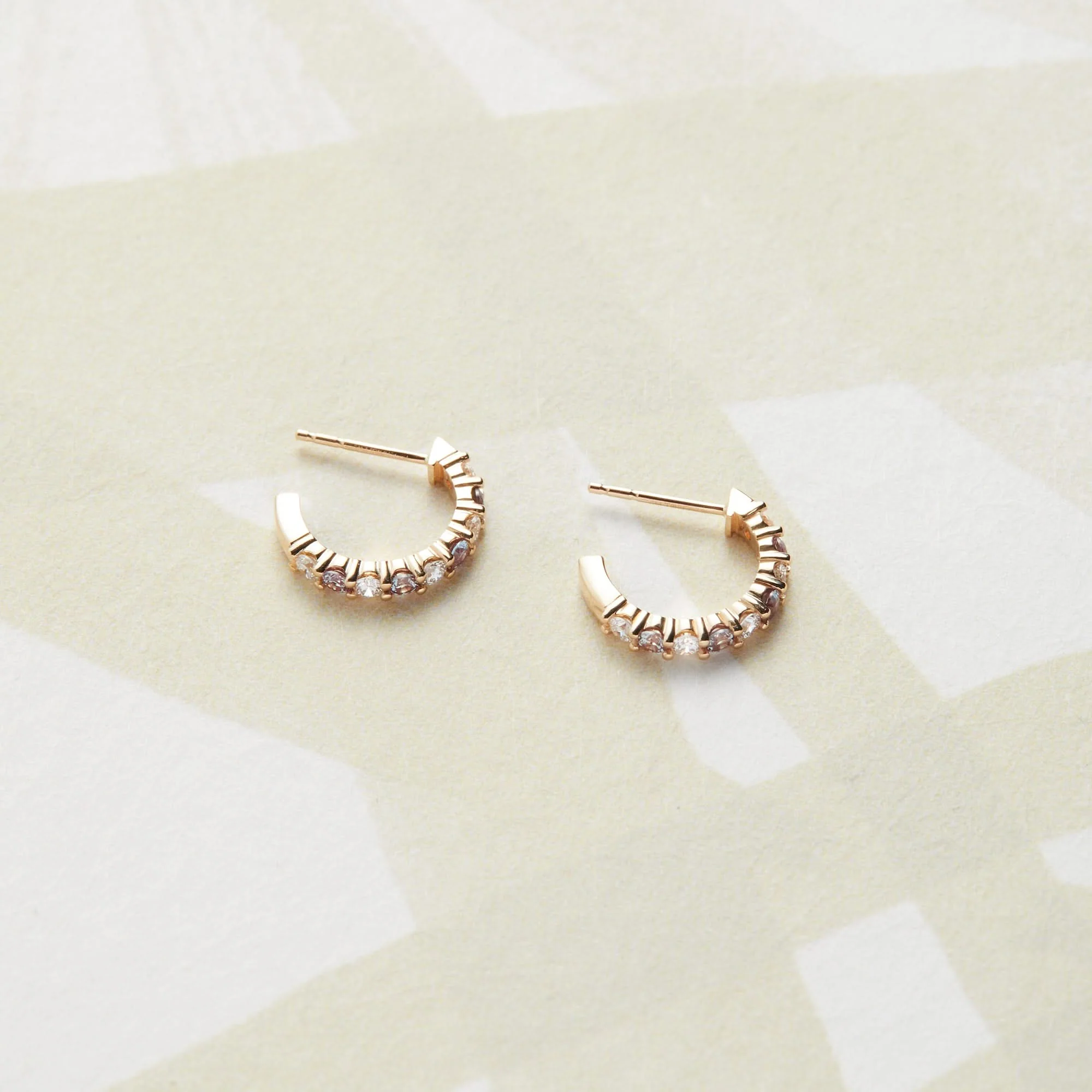 Rosecliff Diamond & Alexandrite Huggie Hoop Earrings in 14k Gold (June) - Image 8