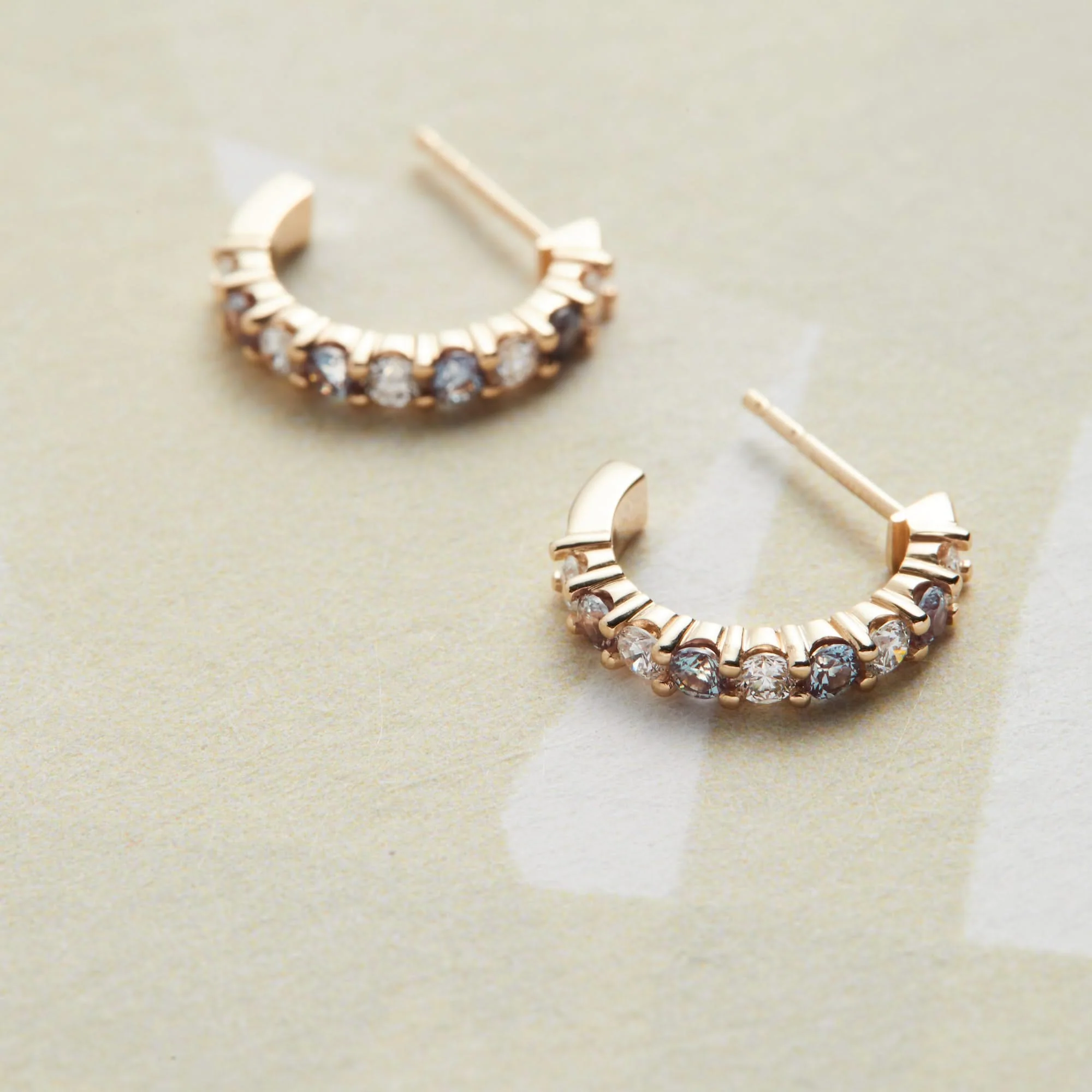 Rosecliff Diamond & Alexandrite Huggie Hoop Earrings in 14k Gold (June) - Image 9