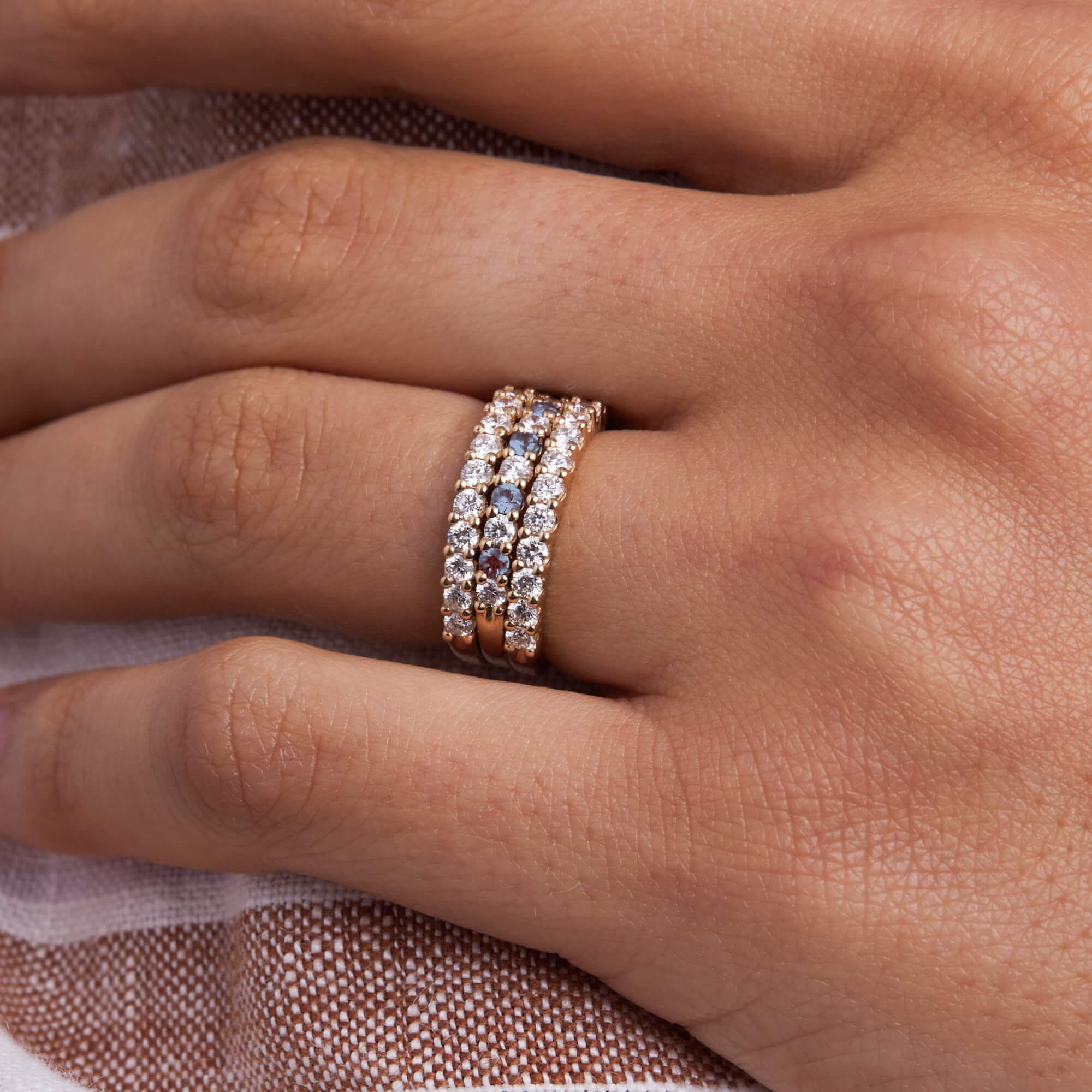 Rosecliff Diamond & Alexandrite Stackable Ring in 14k Gold (June) - Image 9