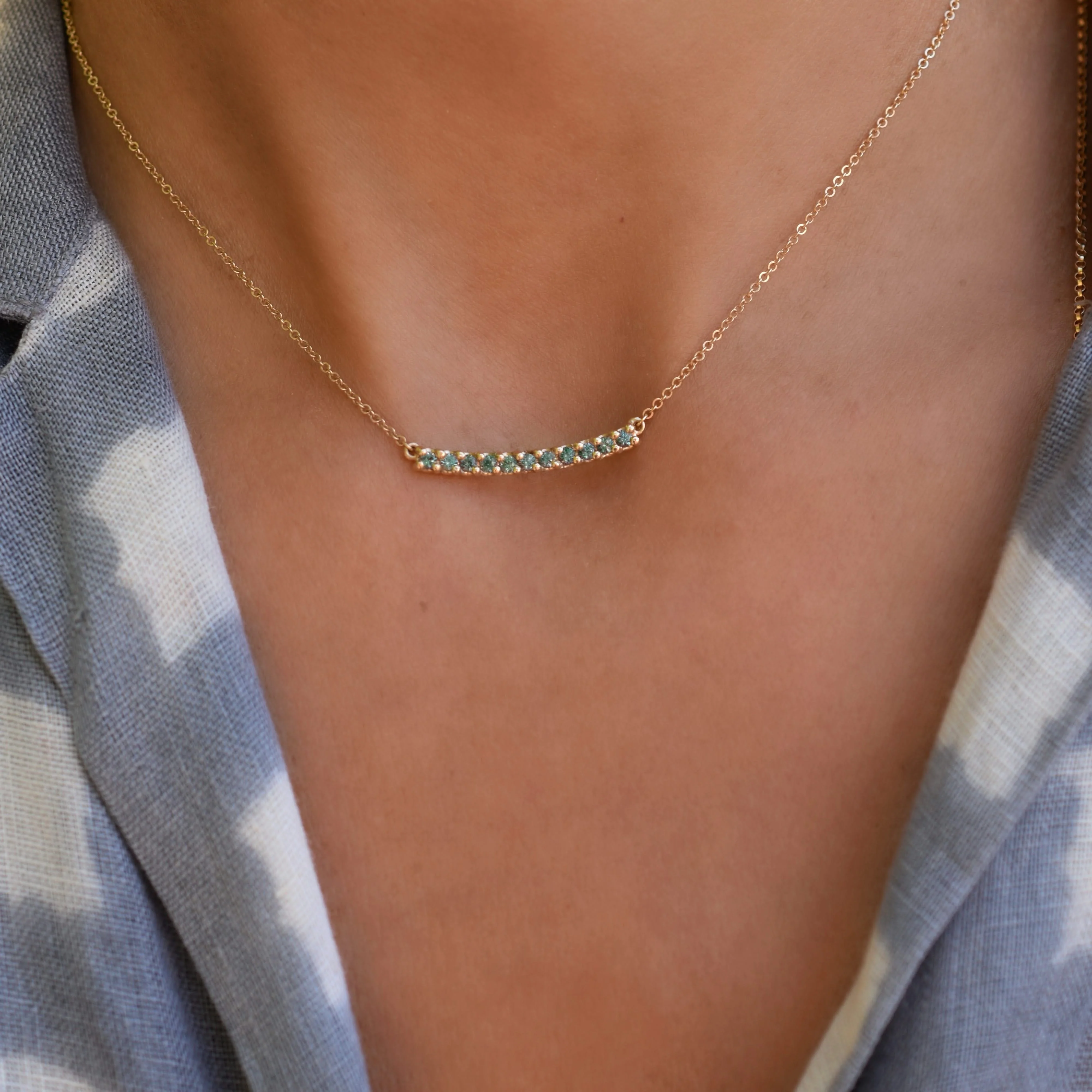Rosecliff Alexandrite Bar Necklace and Huggie Hoop Earrings Set in 14k Gold (June) - Image 10