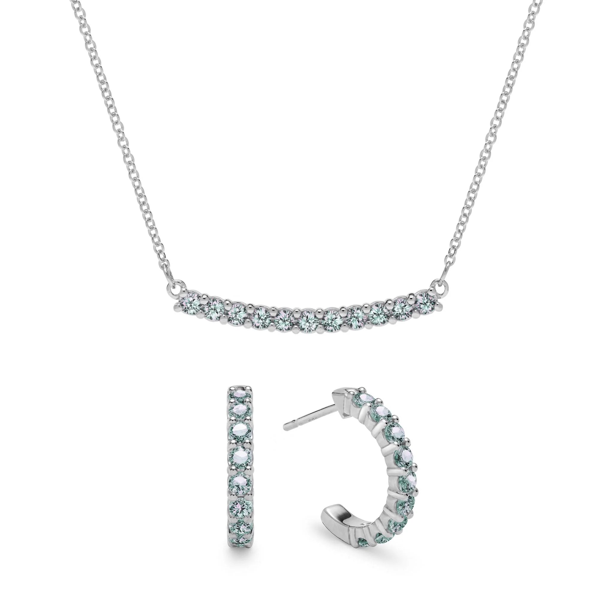 Rosecliff Alexandrite Bar Necklace and Huggie Hoop Earrings Set in 14k Gold (June) - Image 8