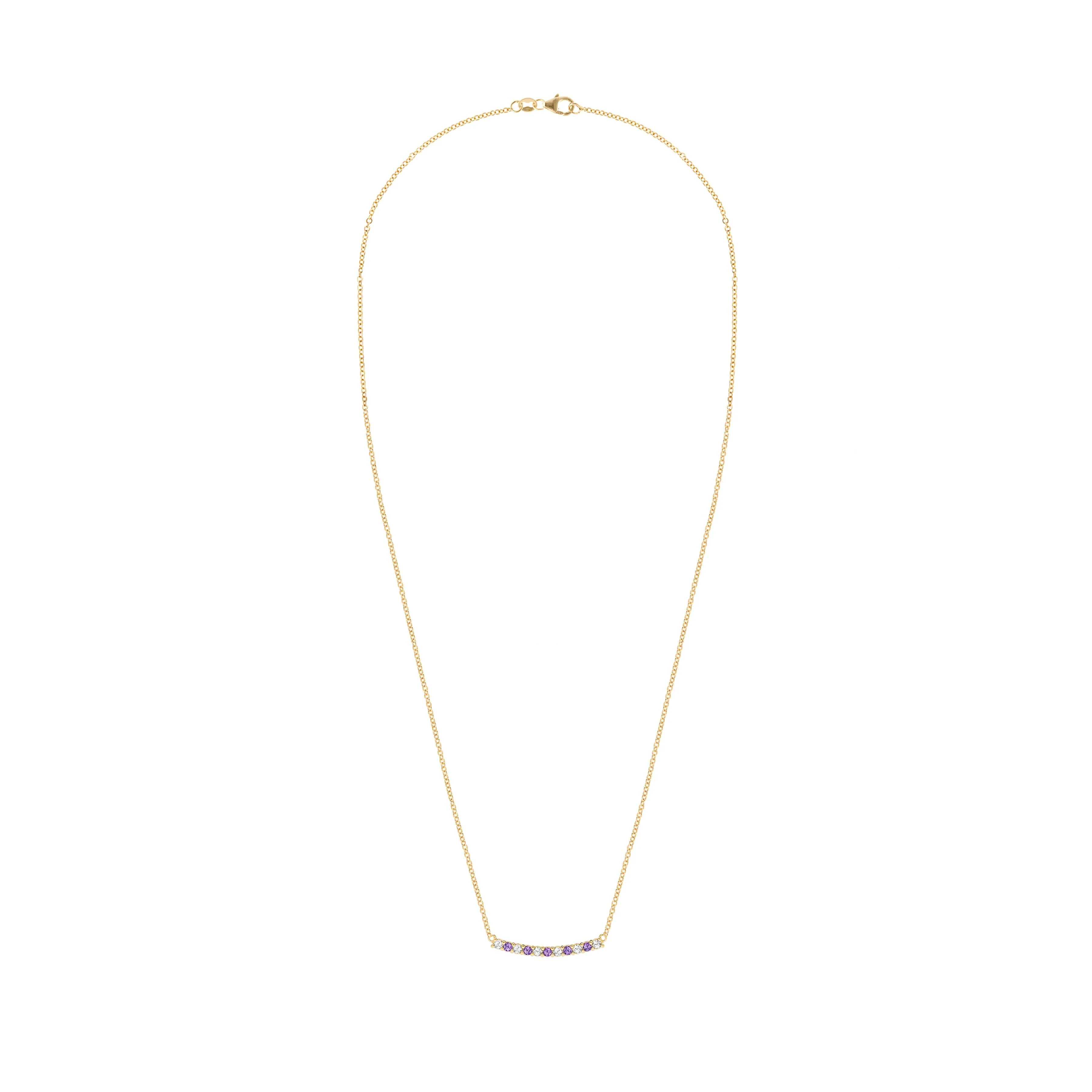 Rosecliff Diamond & Amethyst Bar Necklace in 14k Gold (February) - Image 5