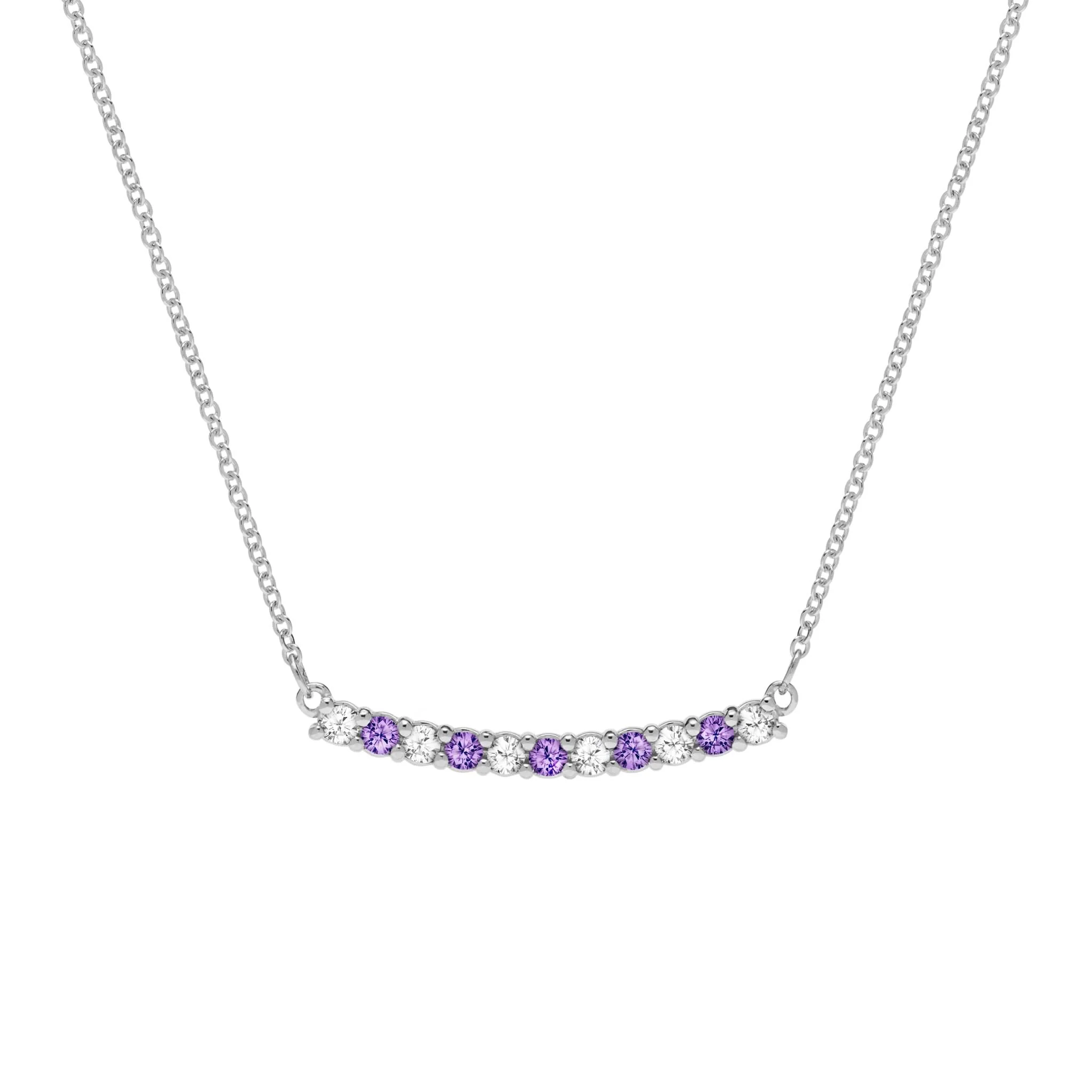 Rosecliff Diamond & Amethyst Bar Necklace in 14k Gold (February) - Image 9