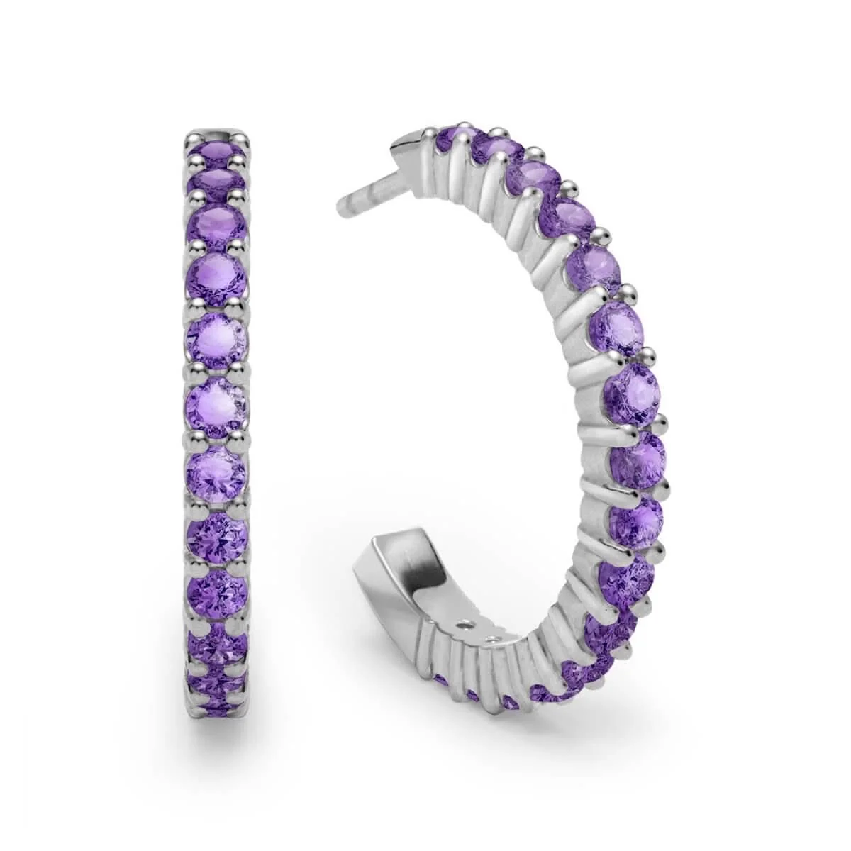 Rosecliff Amethyst Hoop Earrings in 14k Gold (February) - Image 5