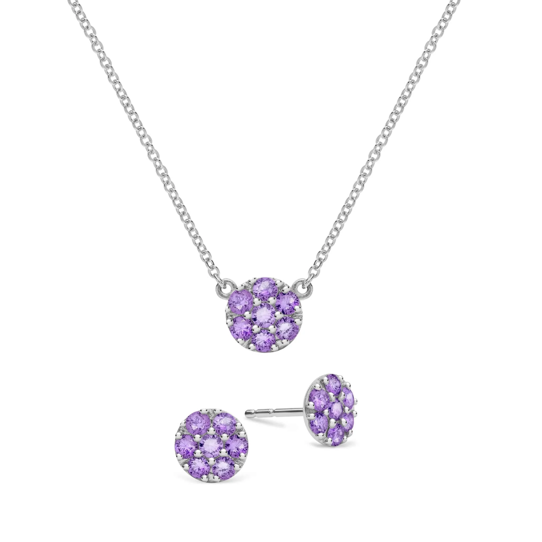 Rosecliff Amethyst Mini Necklace and Stud Earrings Set in 14k Gold (February) - Image 8