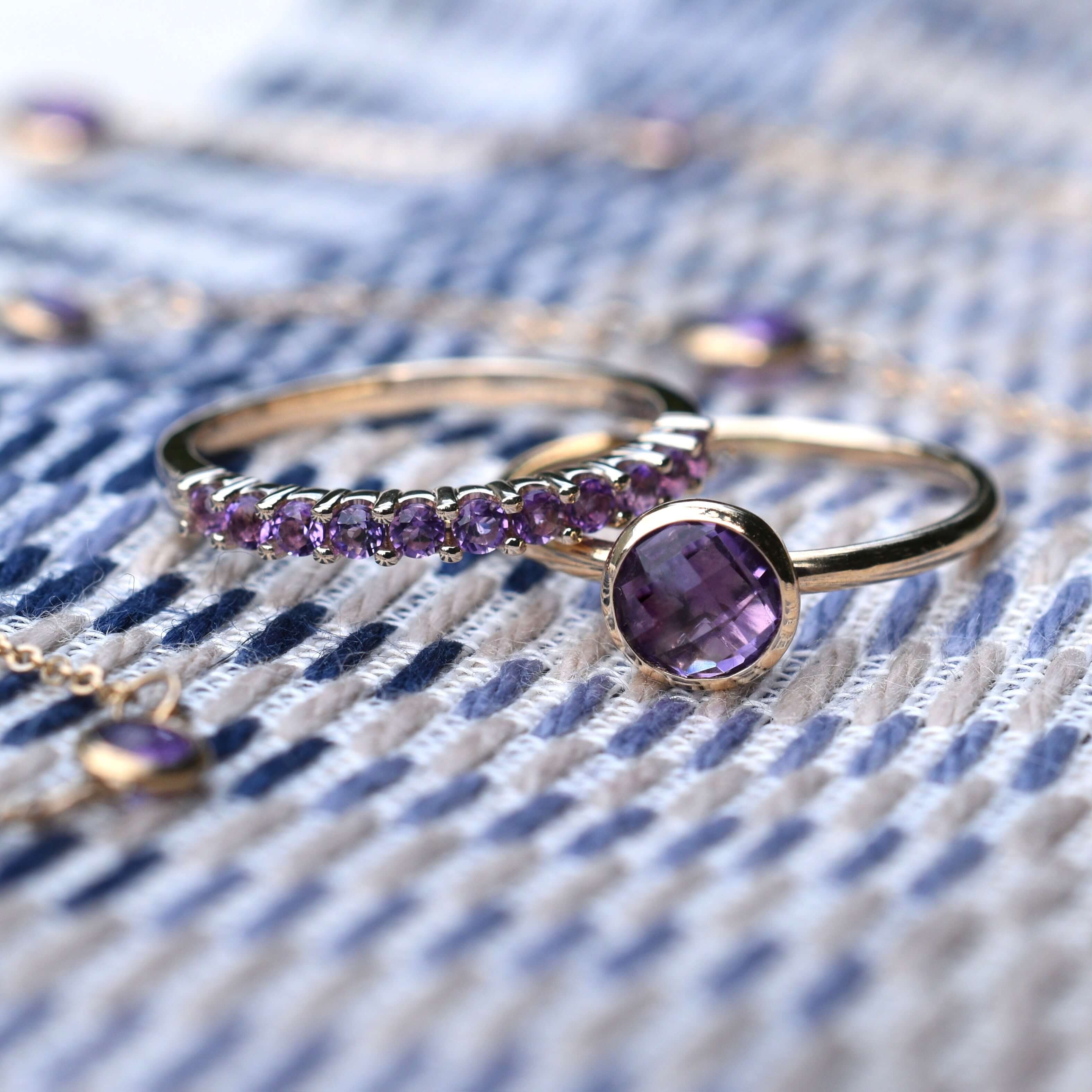 Rosecliff Amethyst Stackable Ring in 14k Gold (February) - Image 8