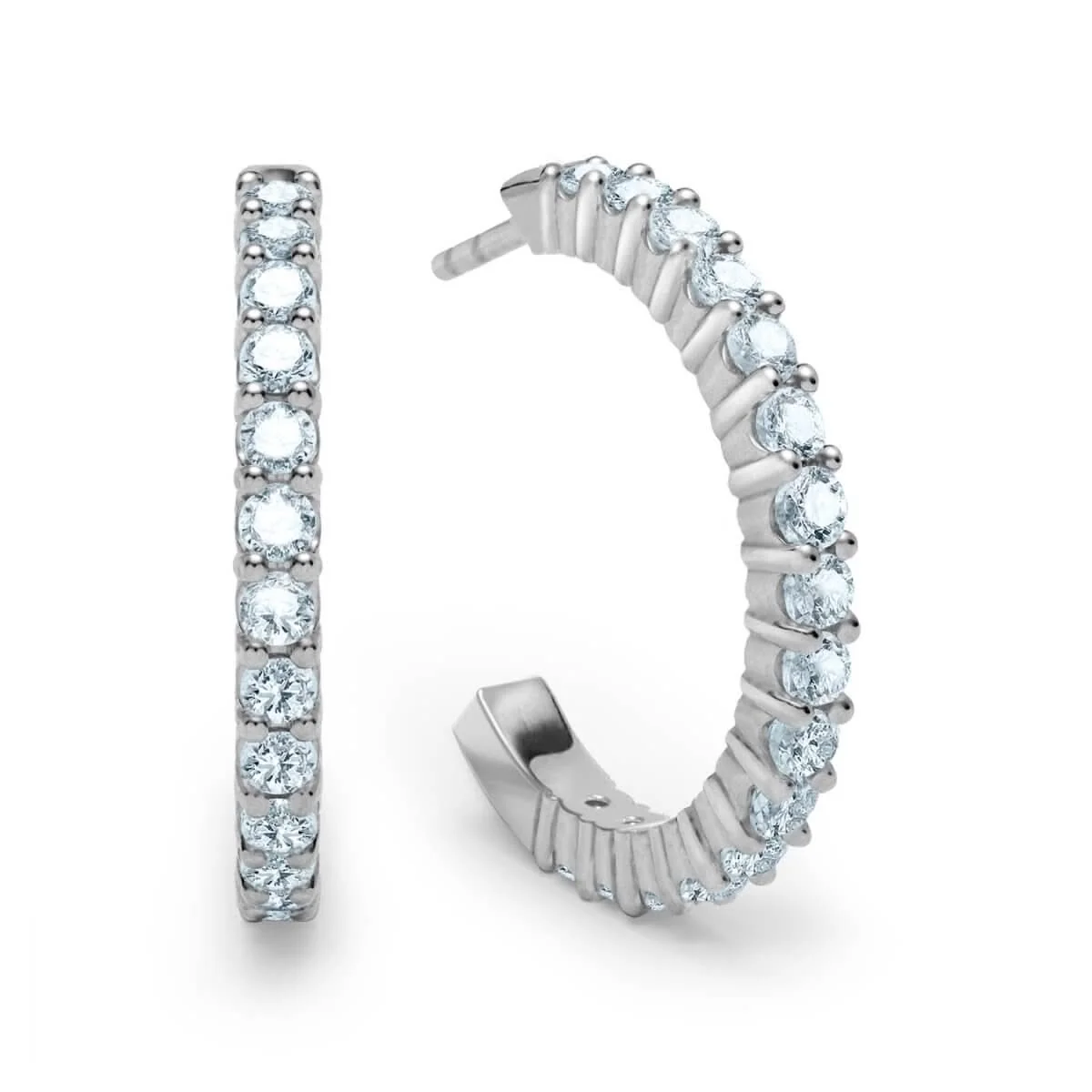 Rosecliff Aquamarine Hoop Earrings in 14k Gold (March) - Image 5