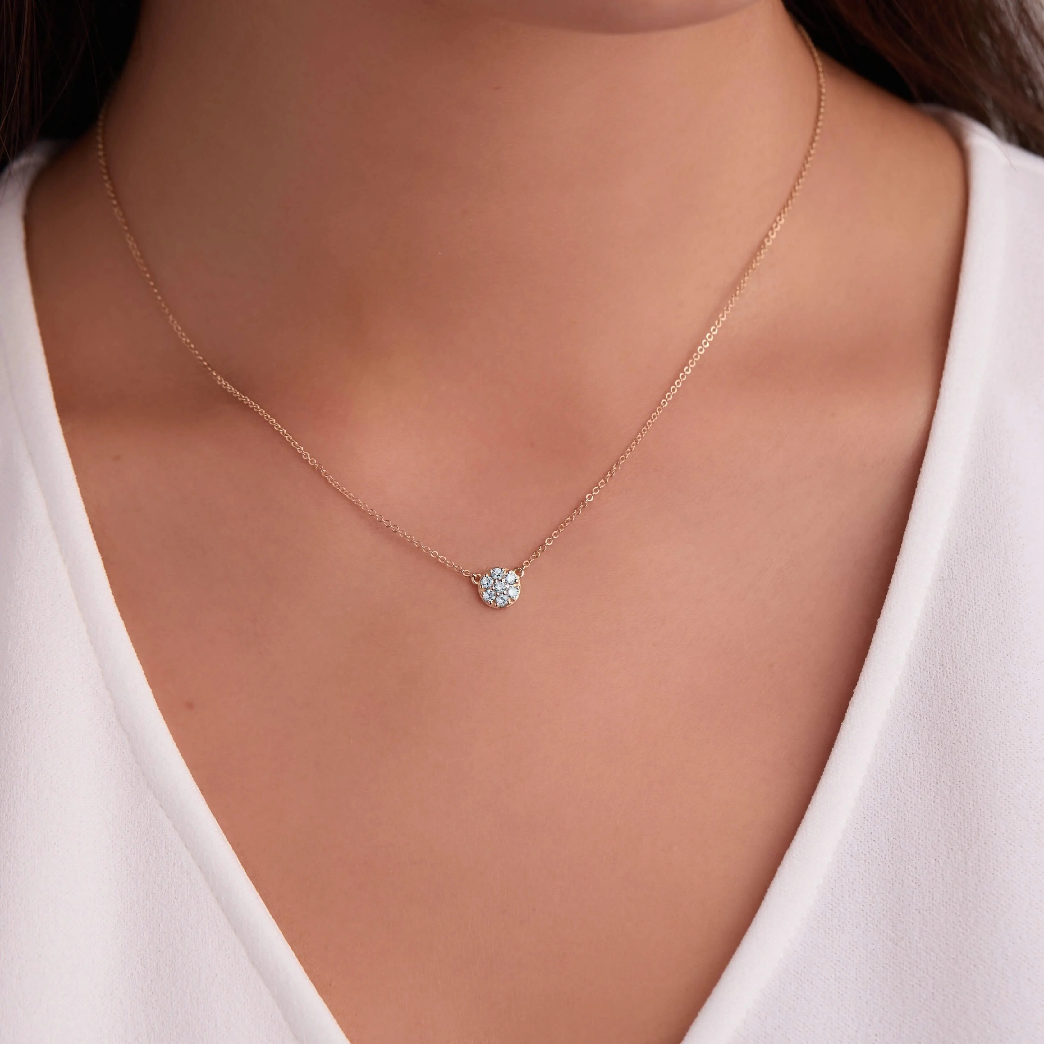 Rosecliff Aquamarine Mini Necklace in Solid 14k Gold (March) - Image 3