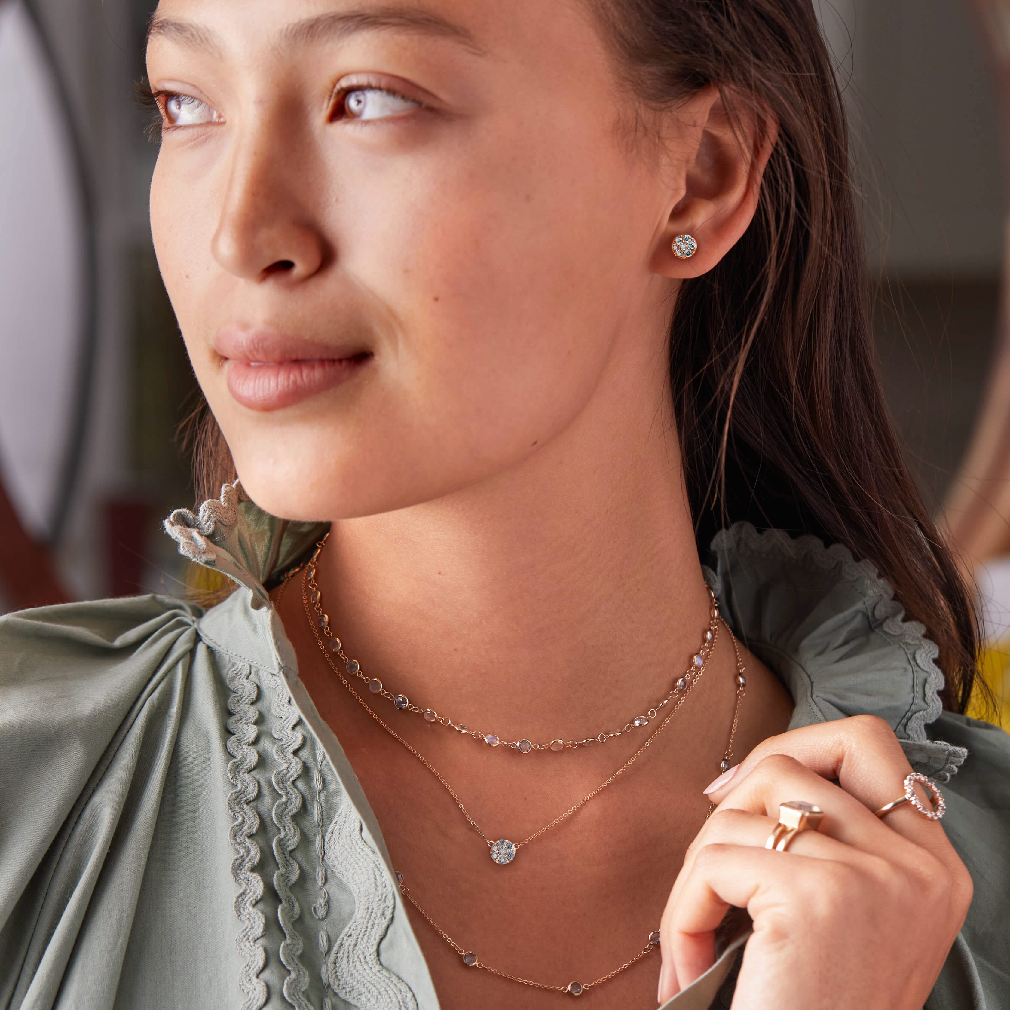 Rosecliff Aquamarine Mini Necklace in Solid 14k Gold (March) - Image 6