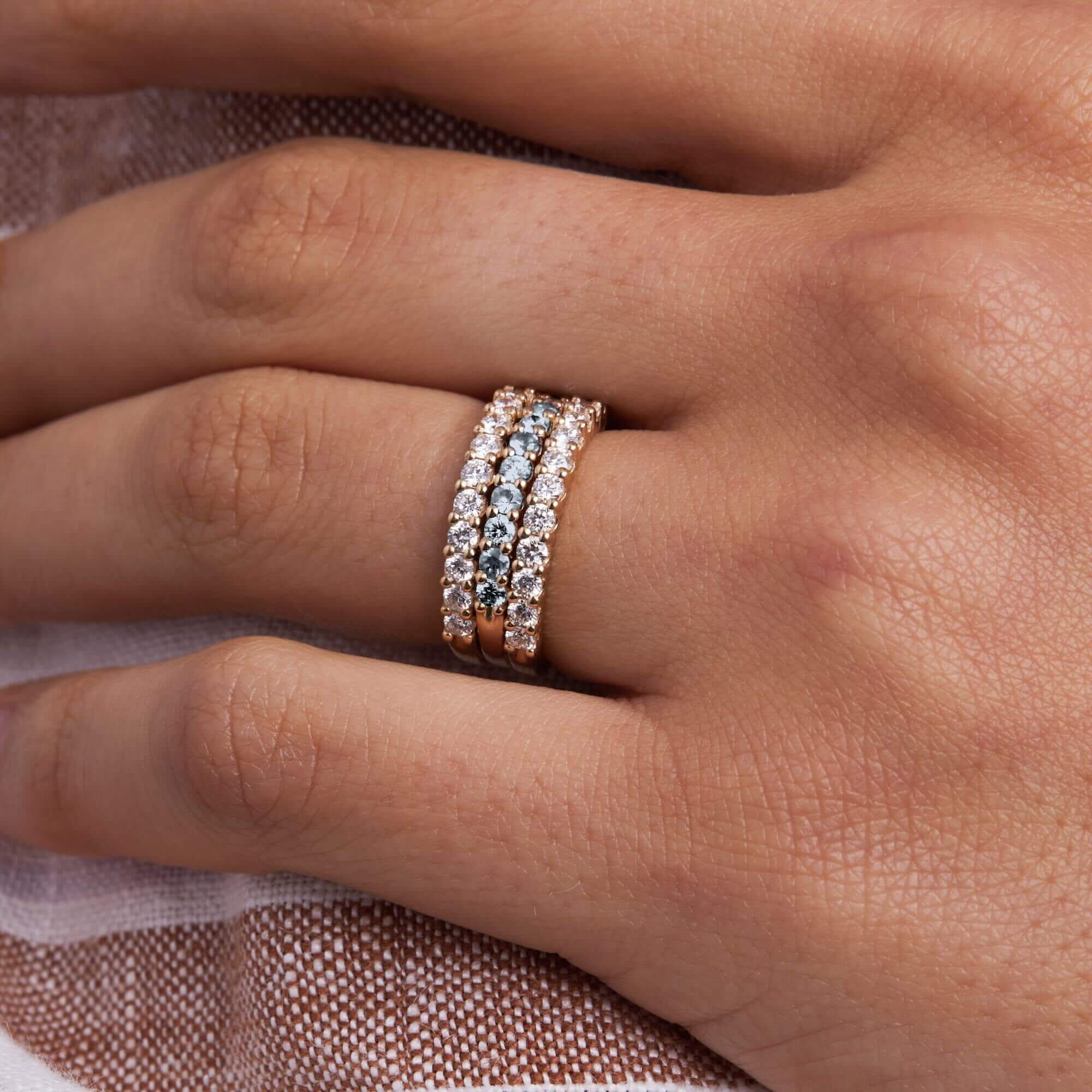 Rosecliff Aquamarine Stackable Ring in 14k Gold (March) - Image 10