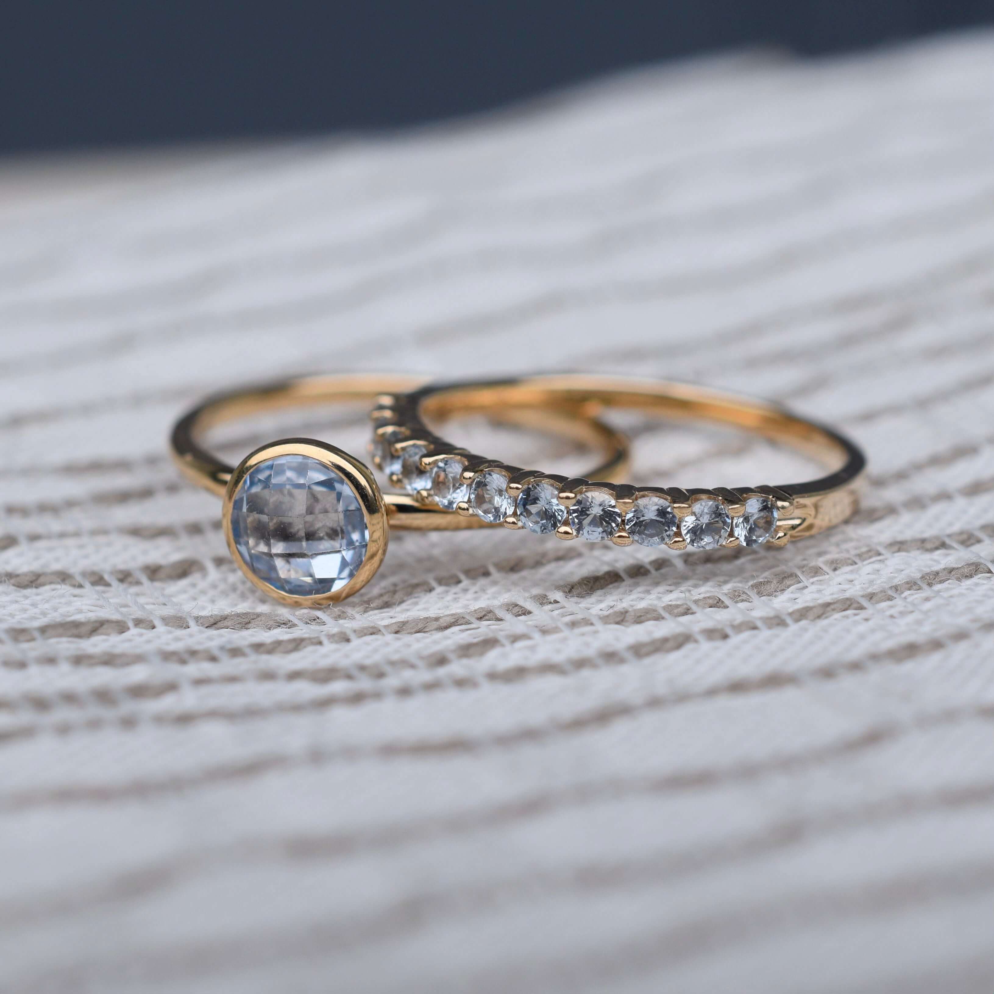 Rosecliff Aquamarine Stackable Ring in 14k Gold (March) - Image 9