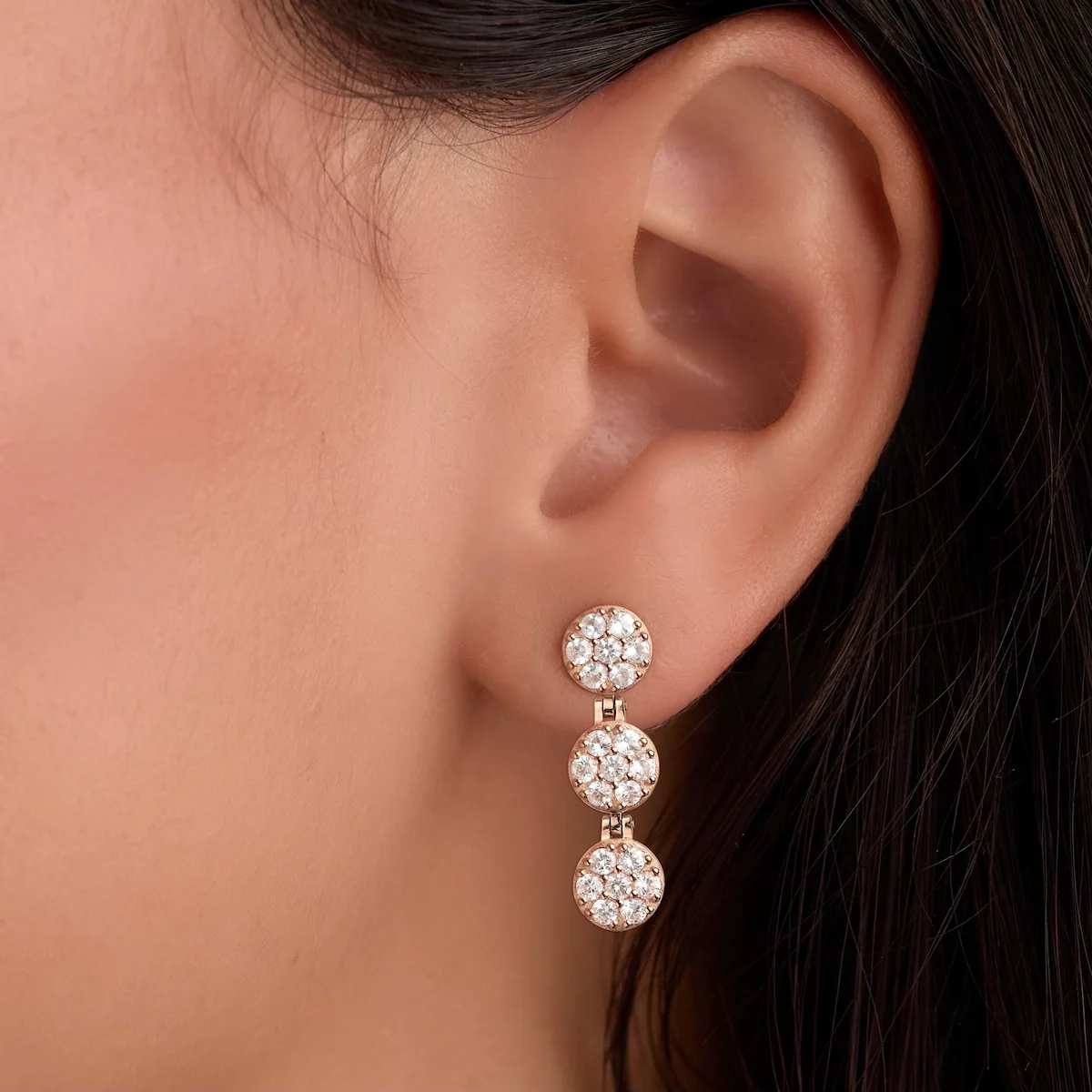 Rosecliff Diamond Drop Earrings in 14k Gold (April) - Image 3