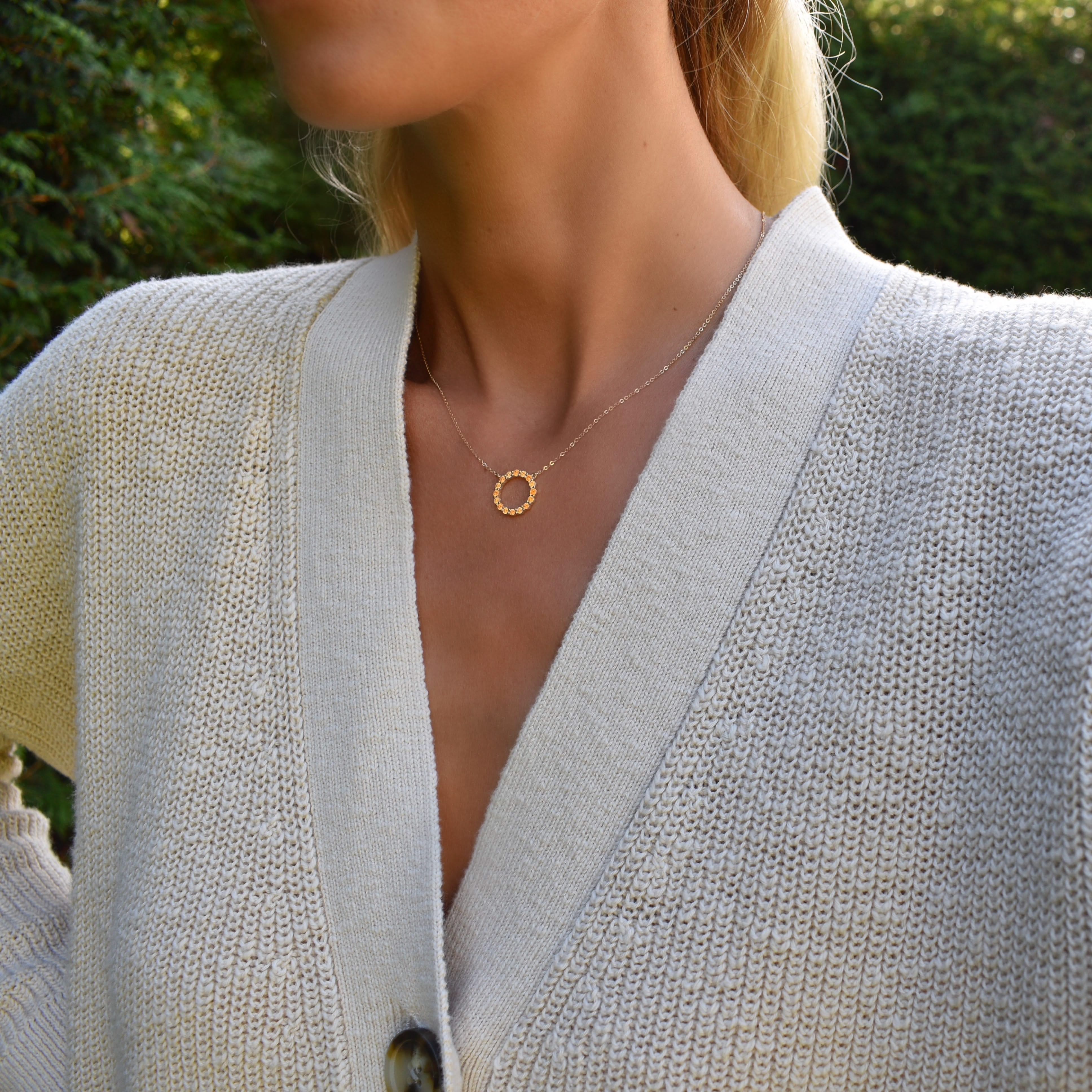 Rosecliff Circle Citrine Necklace in 14k Gold (November) - Image 6