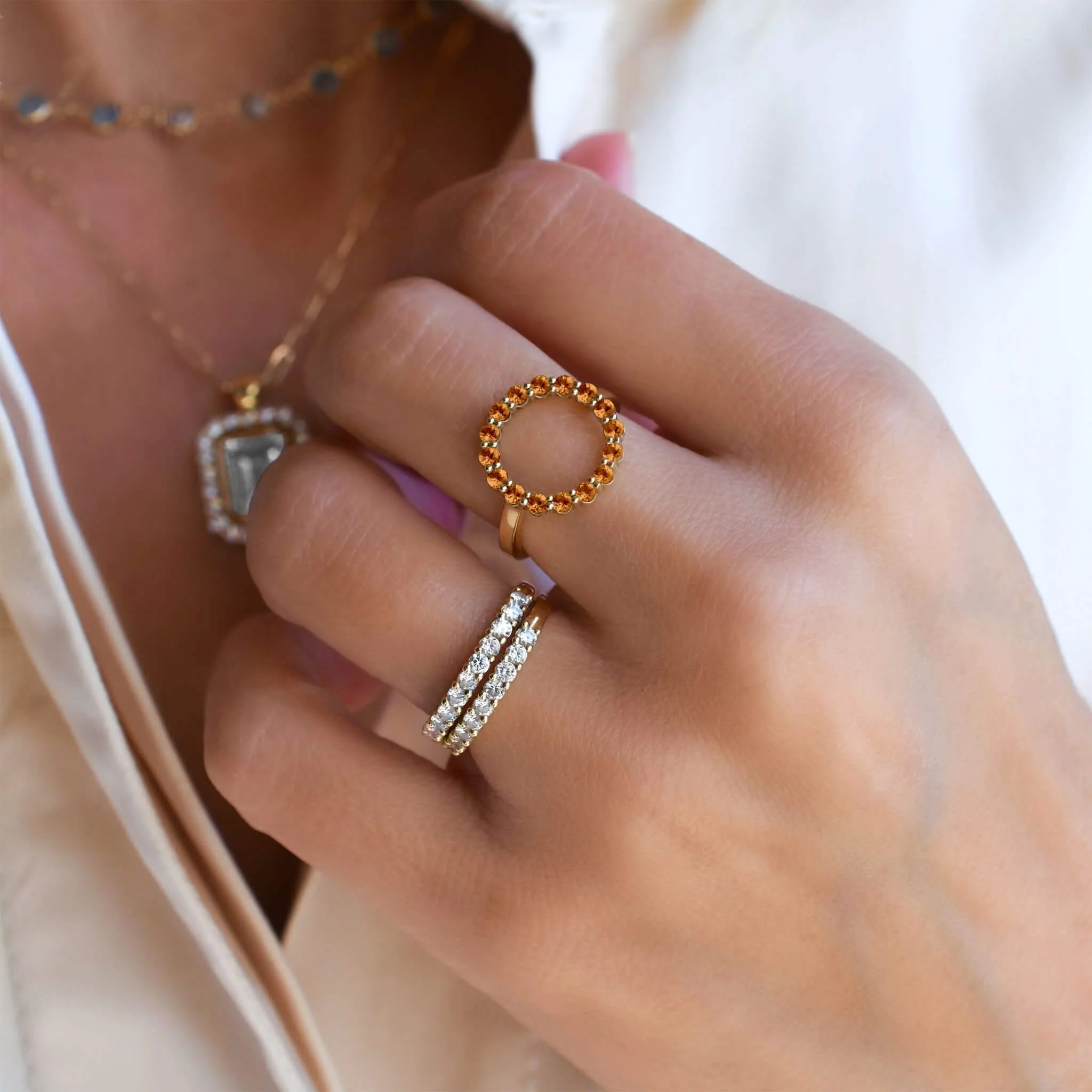 Rosecliff Circle Citrine Ring in 14k Gold (November) - Image 6