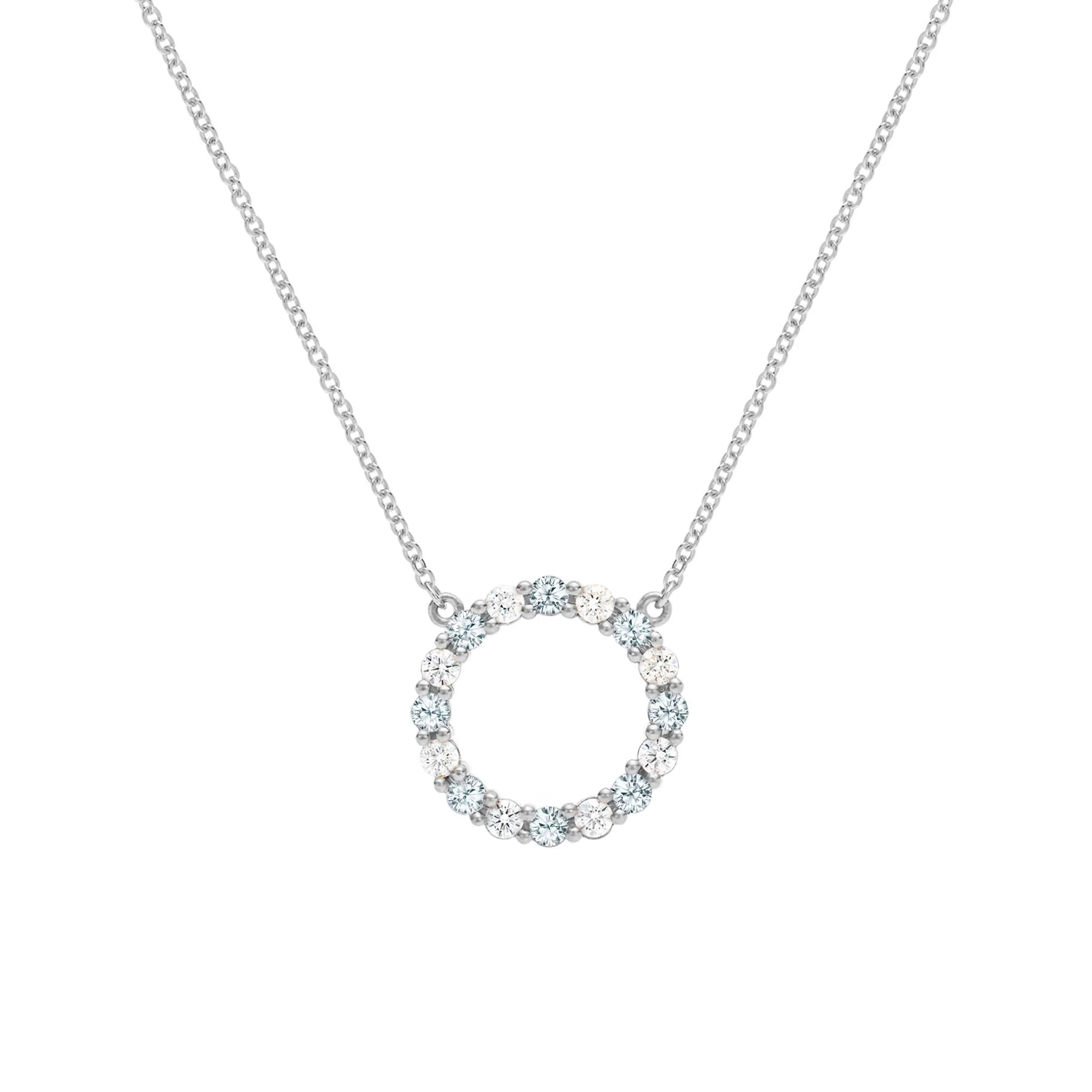 Rosecliff Circle Diamond & Aquamarine Necklace in 14k Gold (March) - Image 8