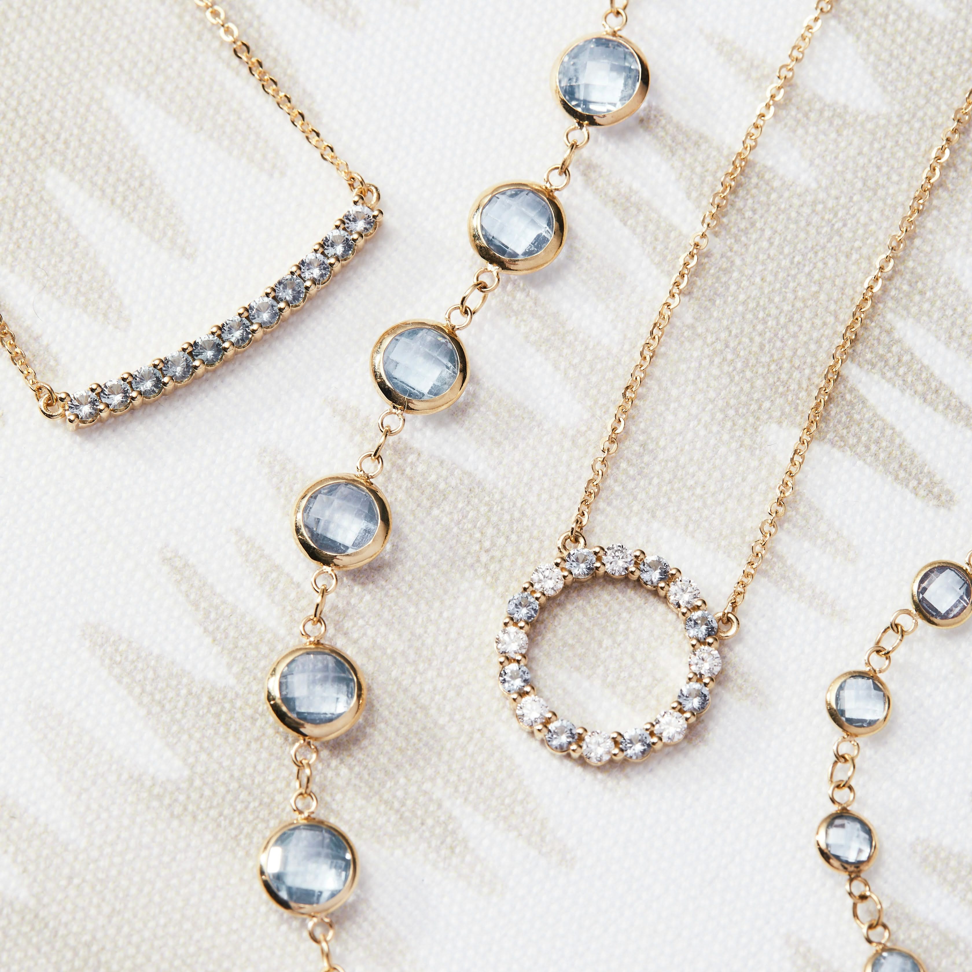 Rosecliff Circle Diamond & Aquamarine Necklace in 14k Gold (March) - Image 9