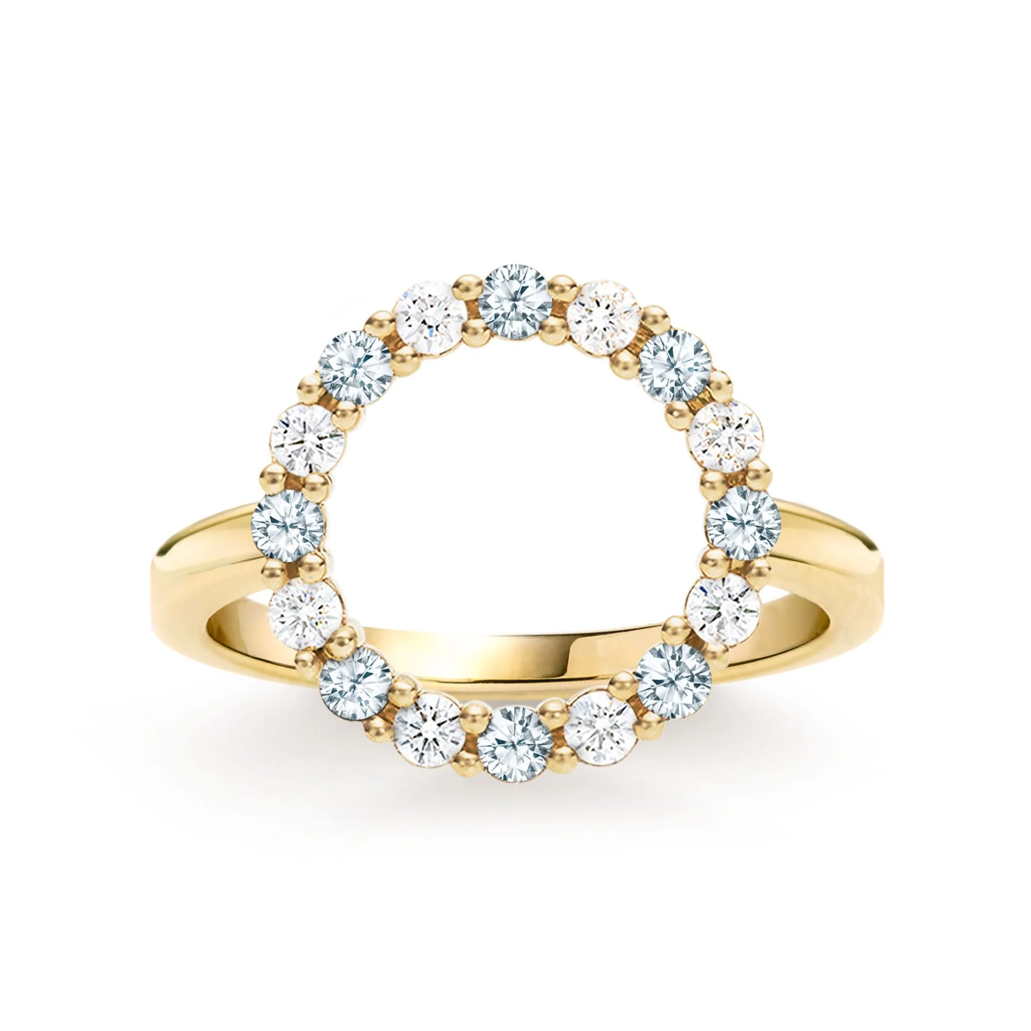 Rosecliff Circle Diamond & Aquamarine Ring in 14k Gold (March)