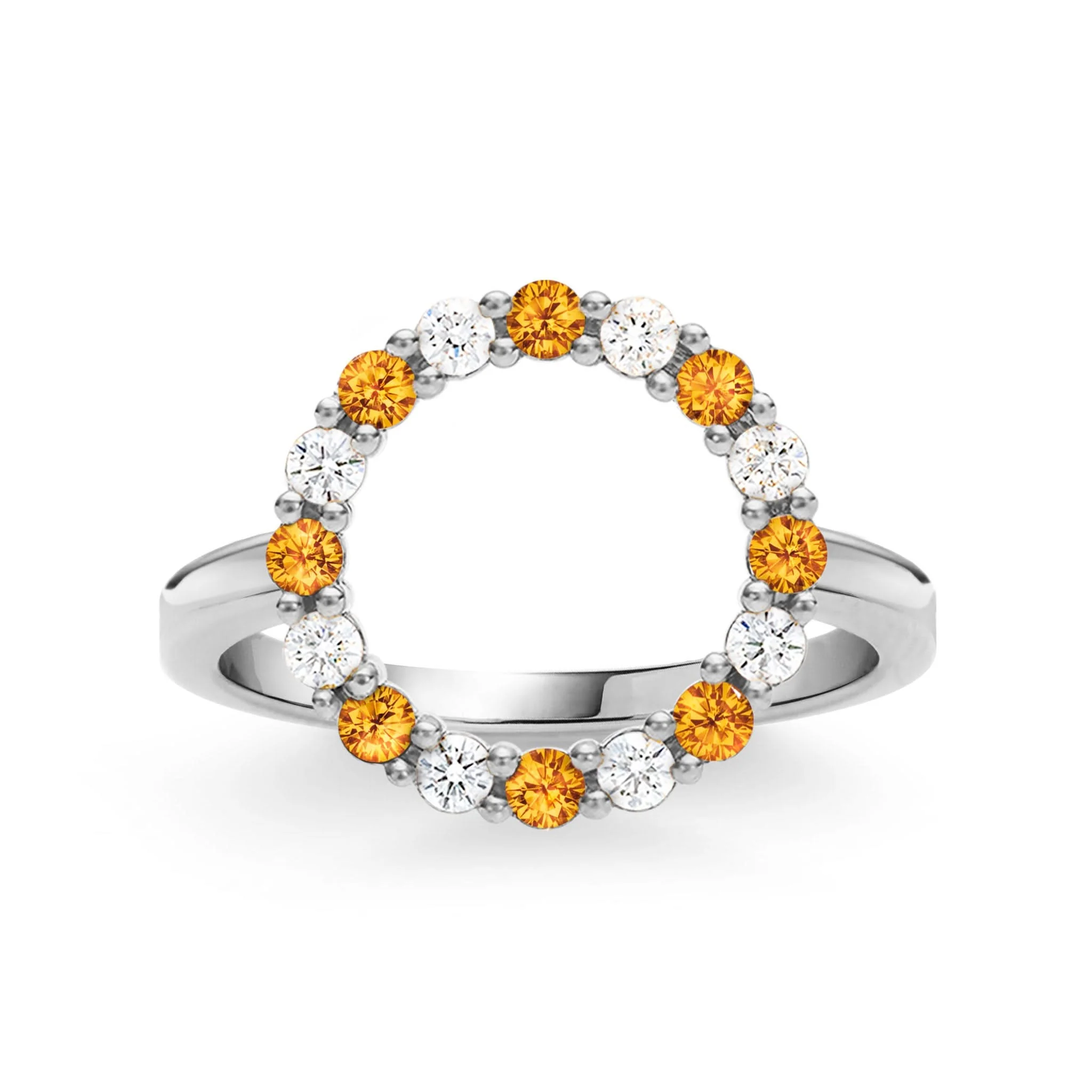 Rosecliff Circle Diamond & Citrine Ring in 14k Gold (November) - Image 5