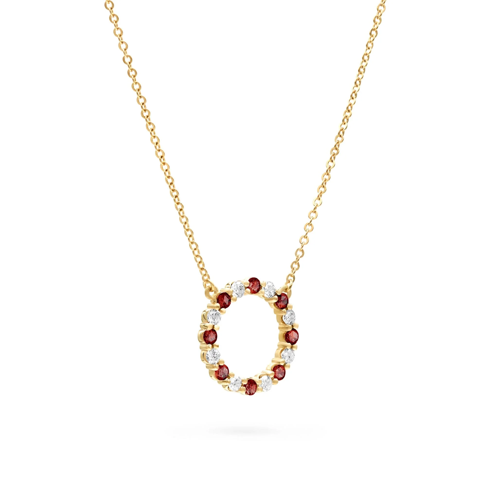 Rosecliff Circle Diamond & Garnet Necklace in 14k Gold (January) - Image 4