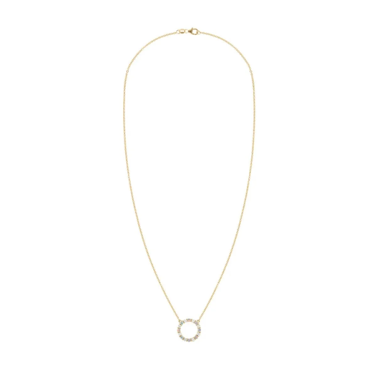 Rosecliff Circle Diamond & Opal Necklace in 14k Gold (October) - Image 7