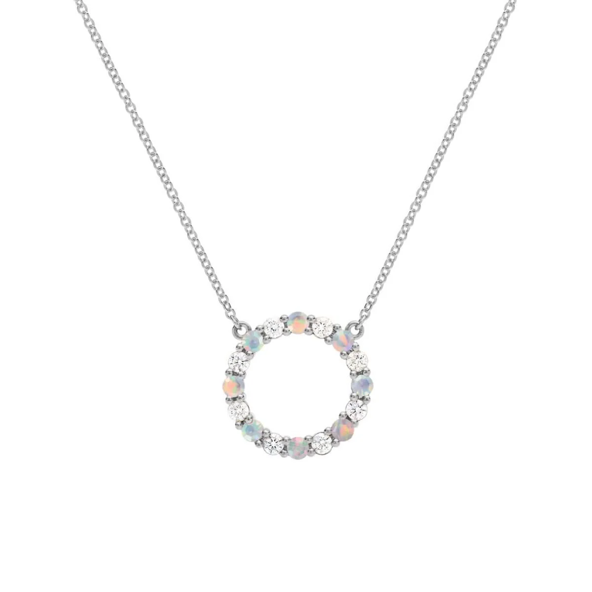 Rosecliff Circle Diamond & Opal Necklace in 14k Gold (October) - Image 8